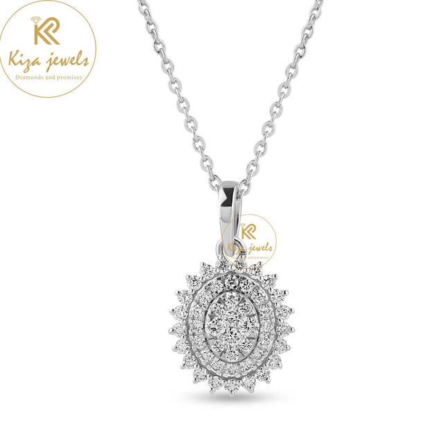 0.871 TDW Round Cut Diamond Pendant-Earring With Chain