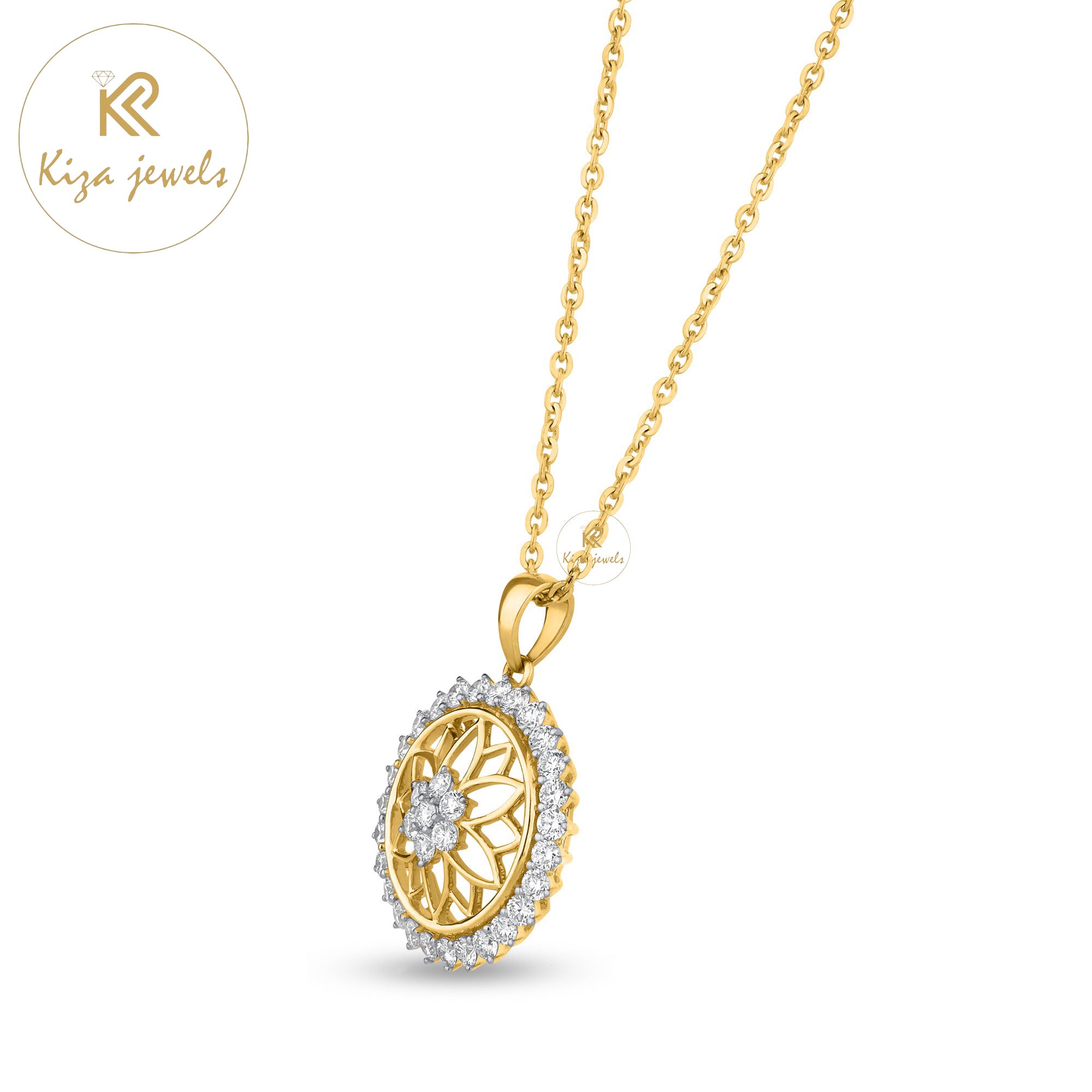 1.53 TDW Round Cut Diamond Pendant-Earring With Chain