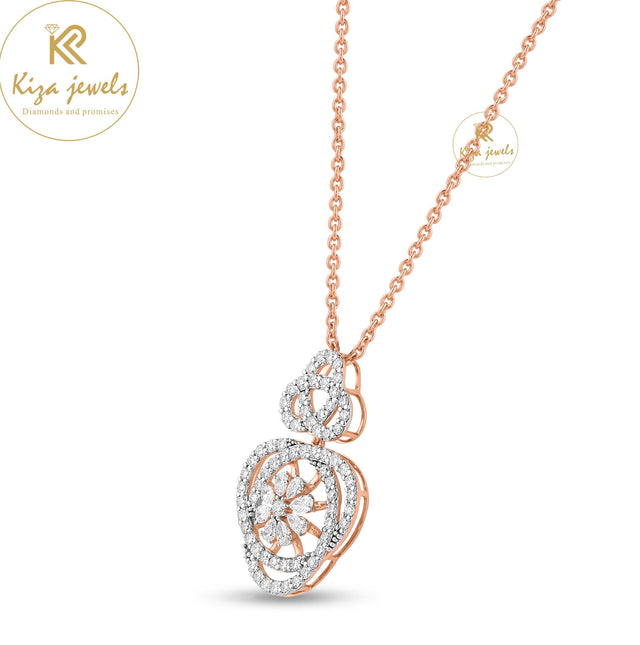 3.06 TDW Pear, Round Cut Diamond Pendant-Earring Set With Chain