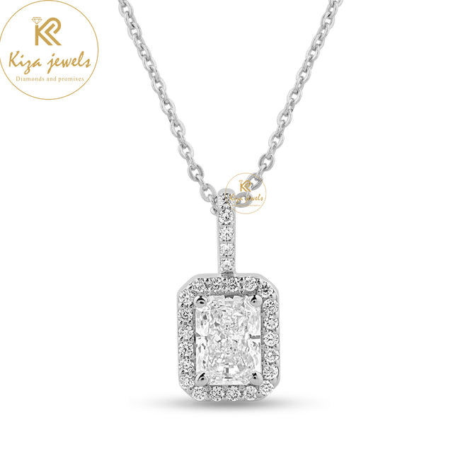 2.71 TDW Radiant And Round Brilliant Cut Diamond Pendant Earring