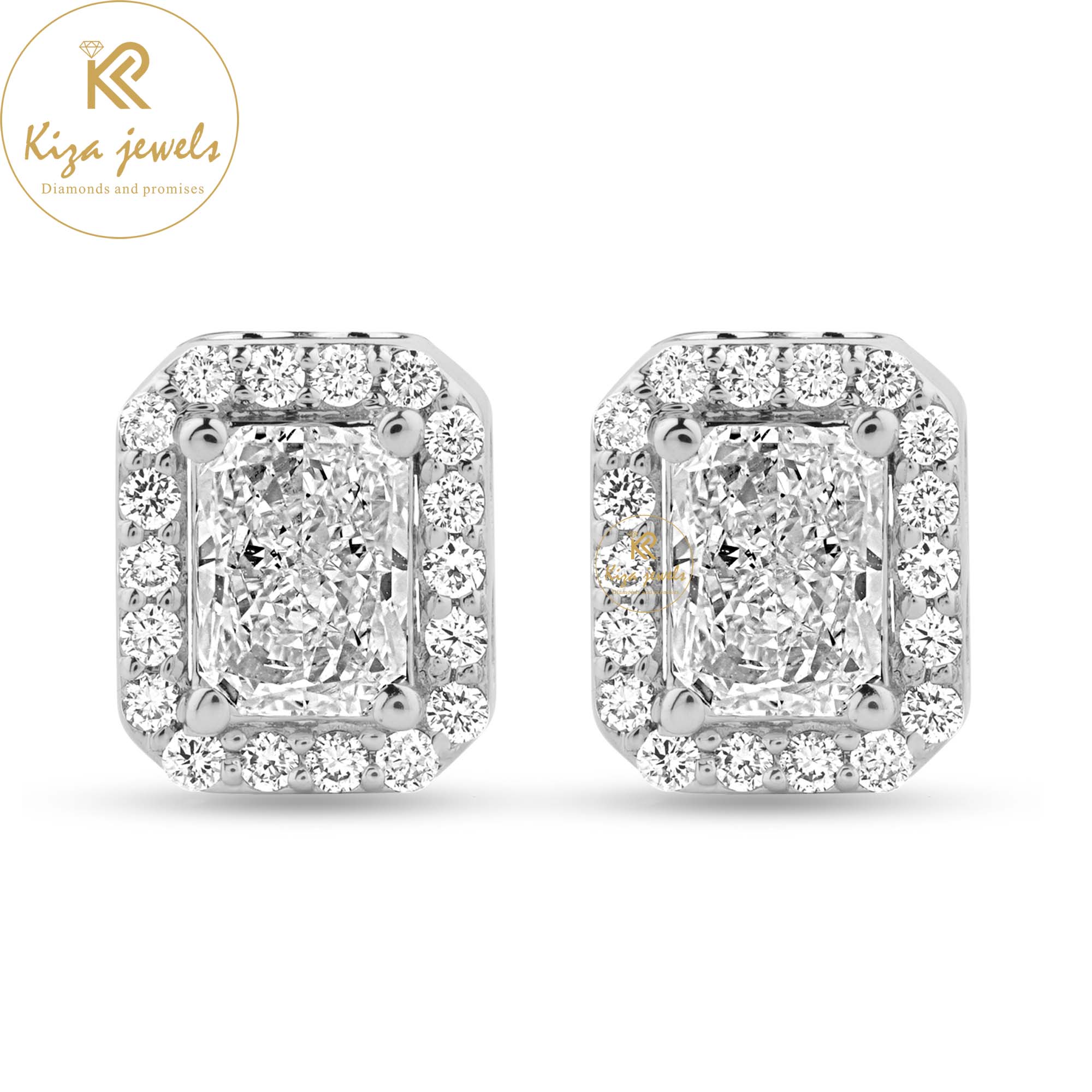 2.71 TDW Radiant And Round Brilliant Cut Diamond Pendant Earring