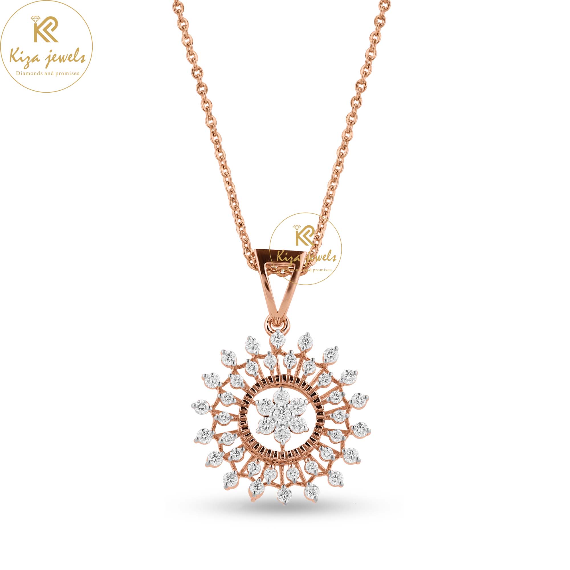 1.14 TDW Round Brilliant Cut Diamond Pendant-Earring With Chain