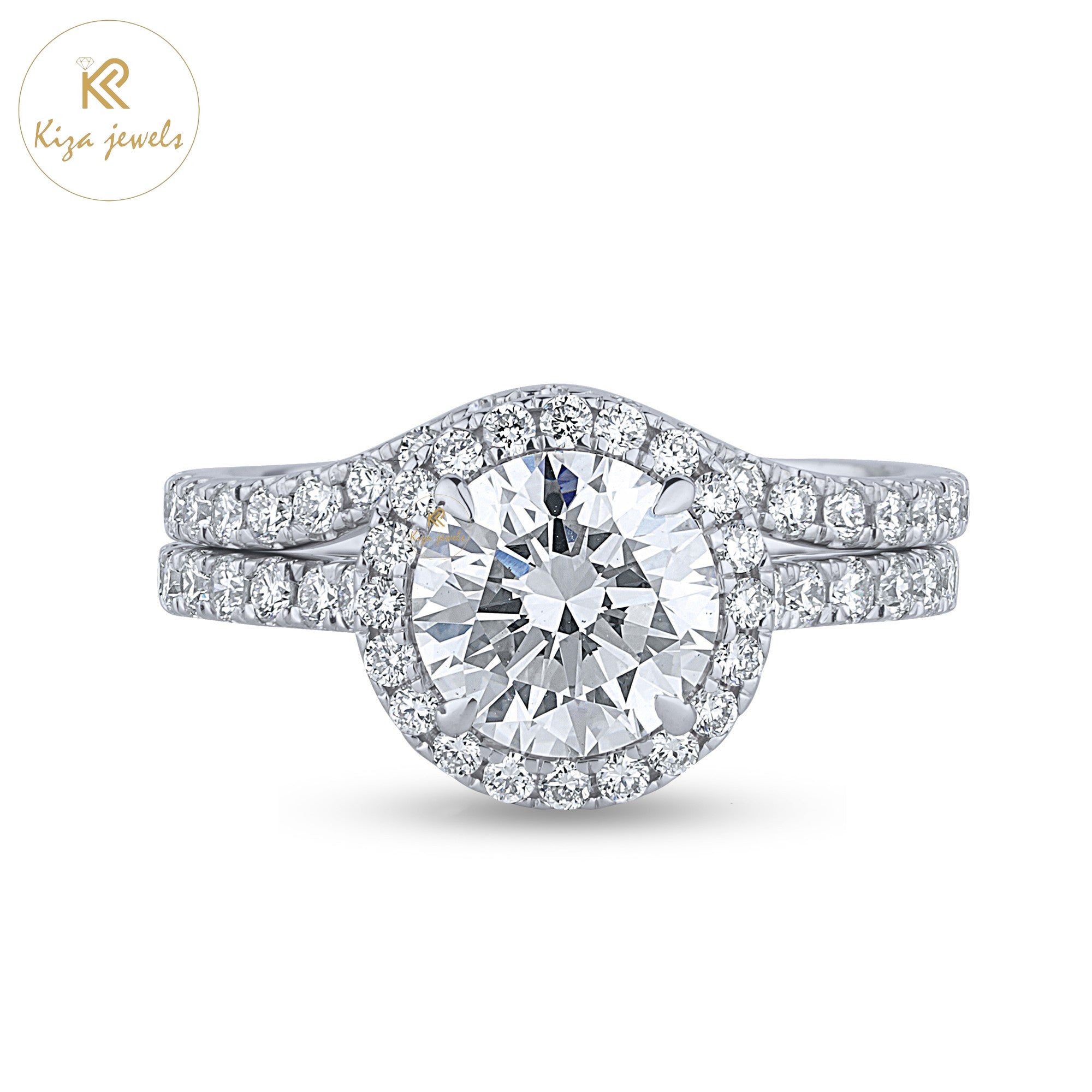 1.82TDW Round Cut Women's Diamond Halo Ring