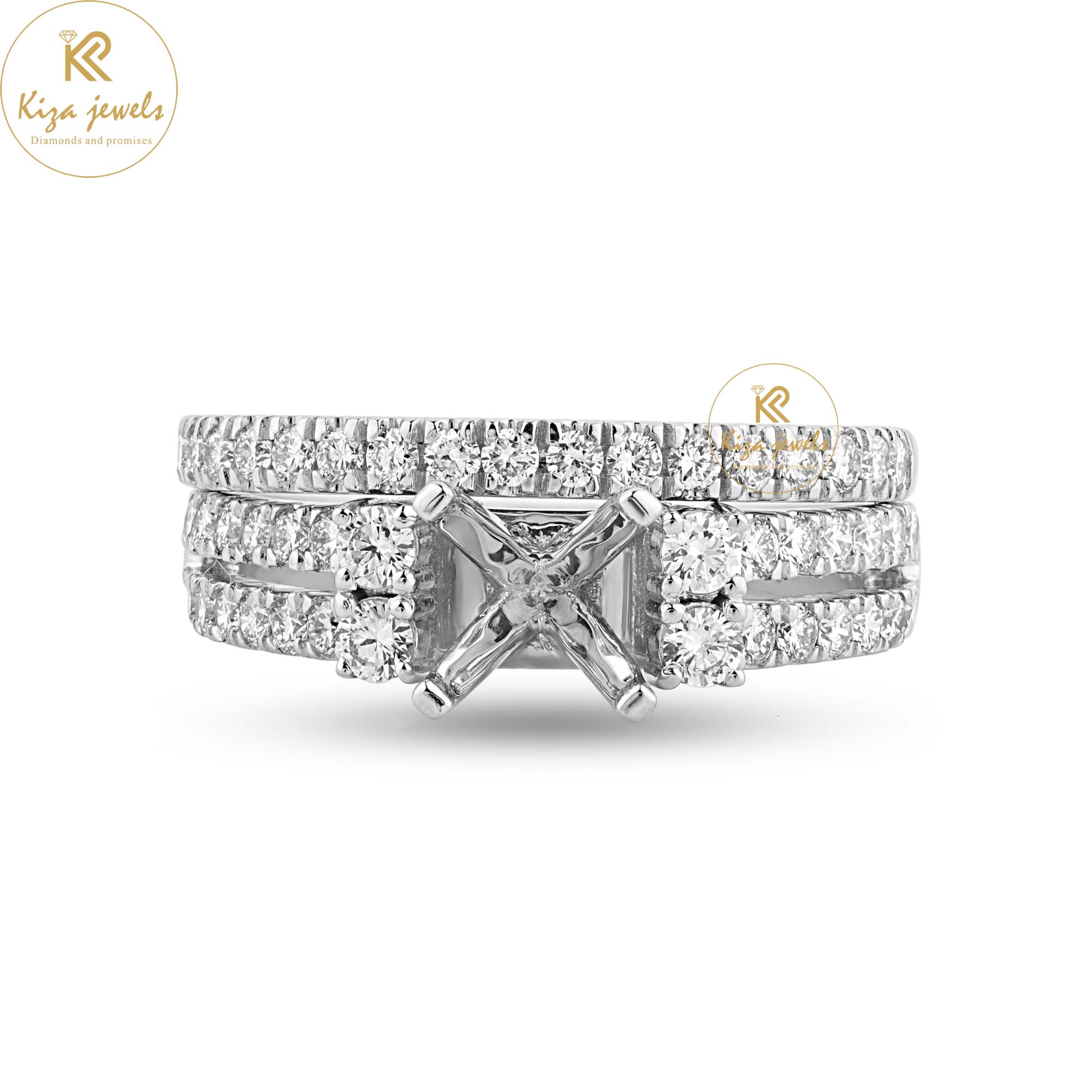 0.68 TDW Round Cut Women's Engagement Diamond Ring with Band