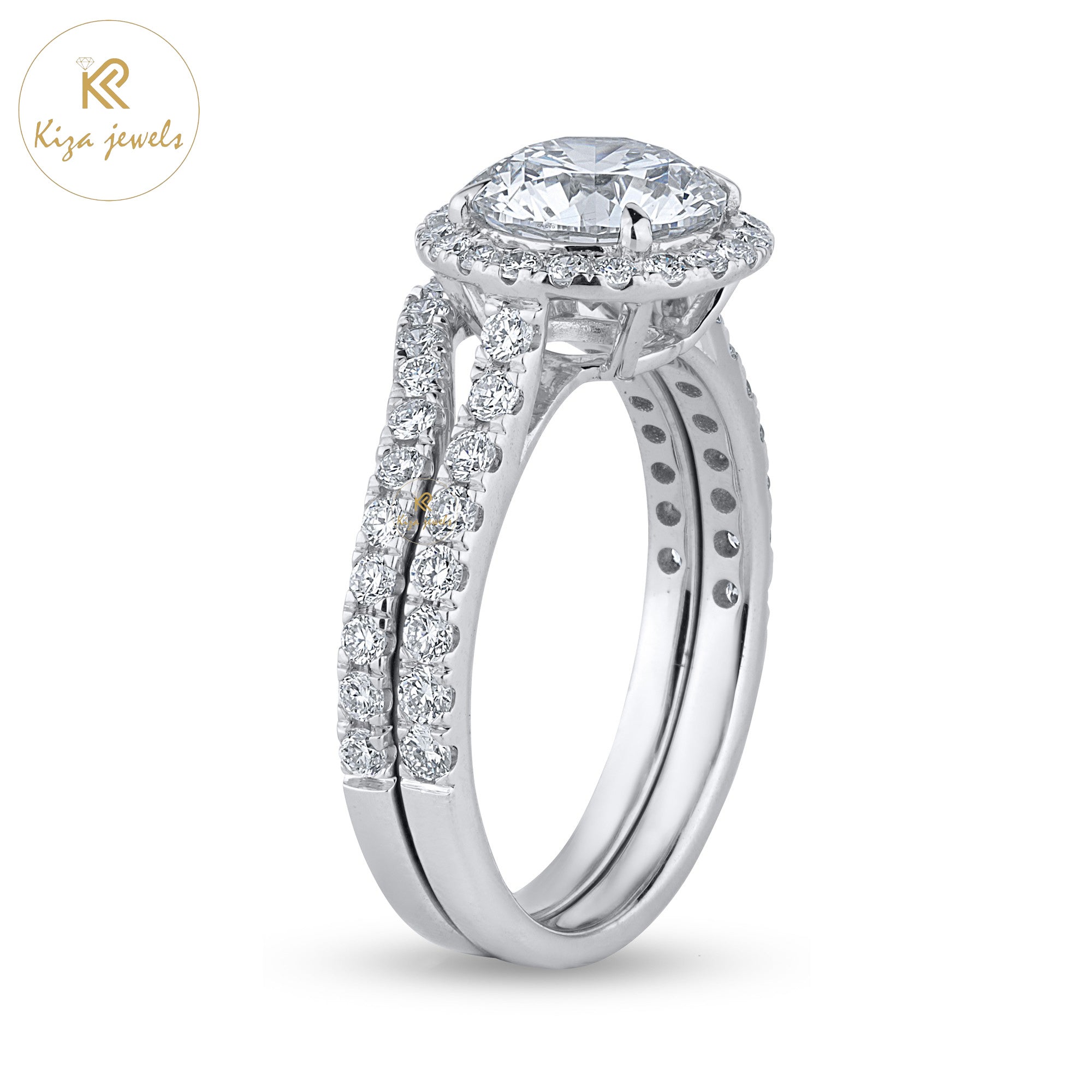 1.82TDW Round Cut Women's Diamond Halo Ring