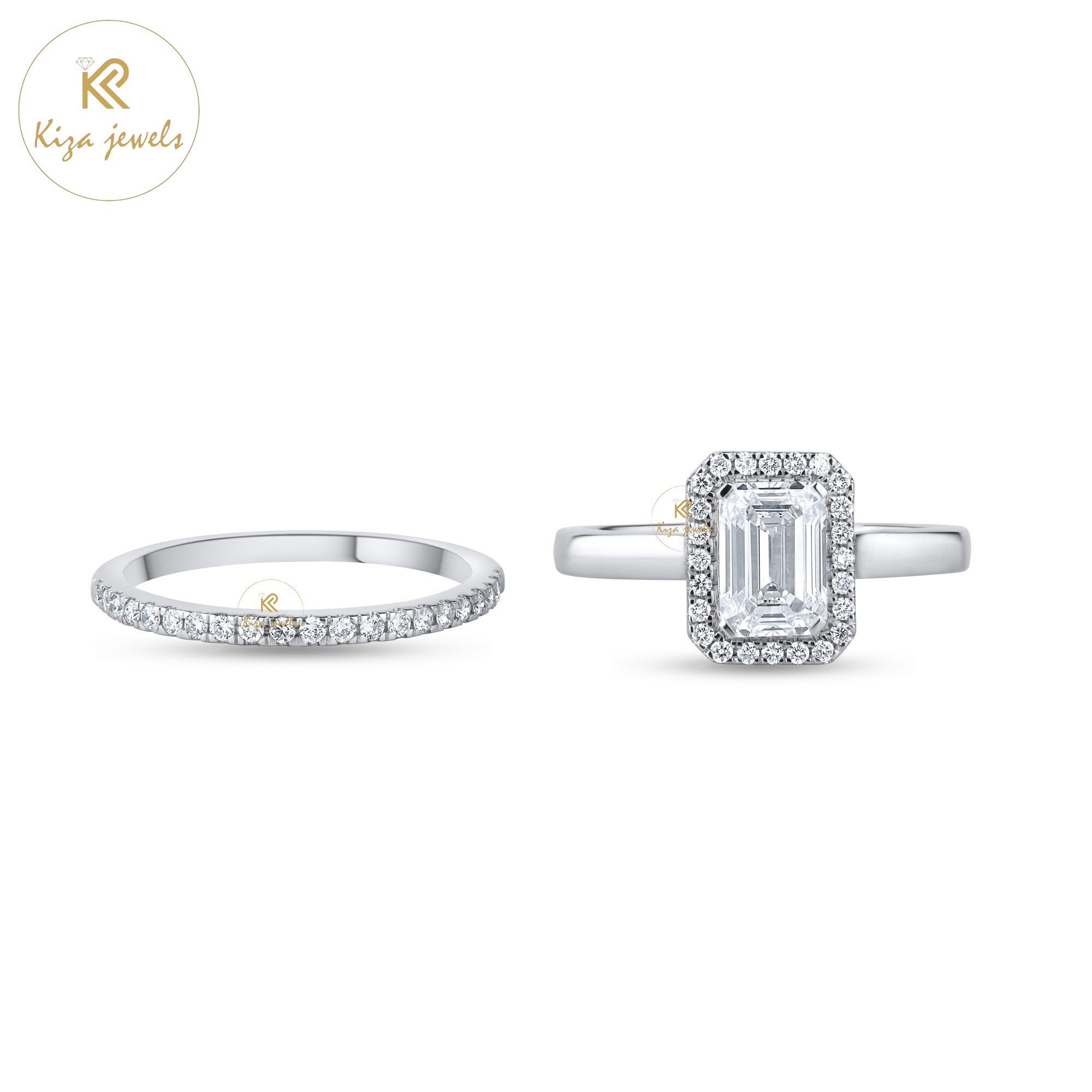 1.89 TDW Emerald Cut Women's Diamond Ring with Band