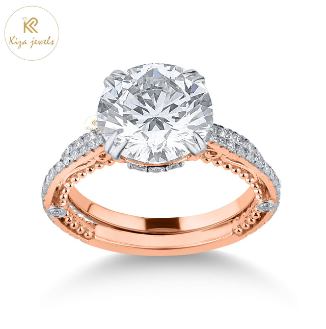 4.88 TDW Round Cut Women's Diamond Ring with Band