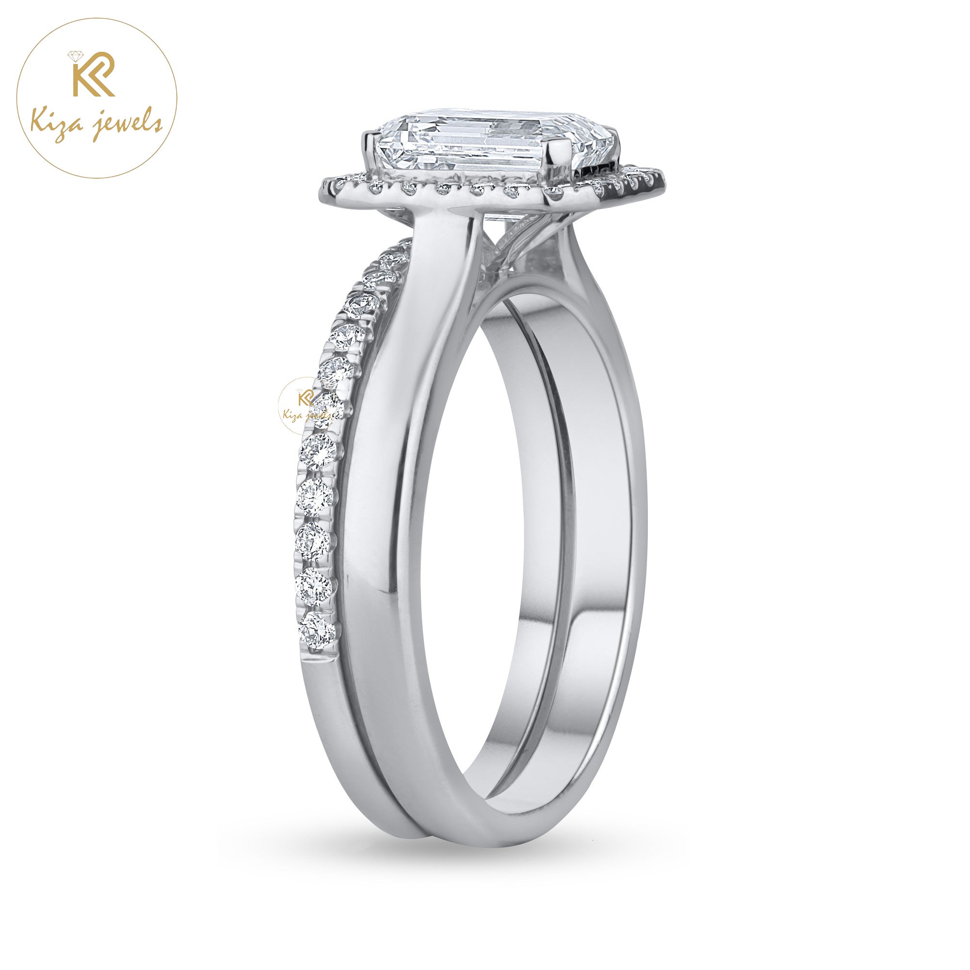 1.89 TDW Emerald Cut Women's Diamond Ring with Band
