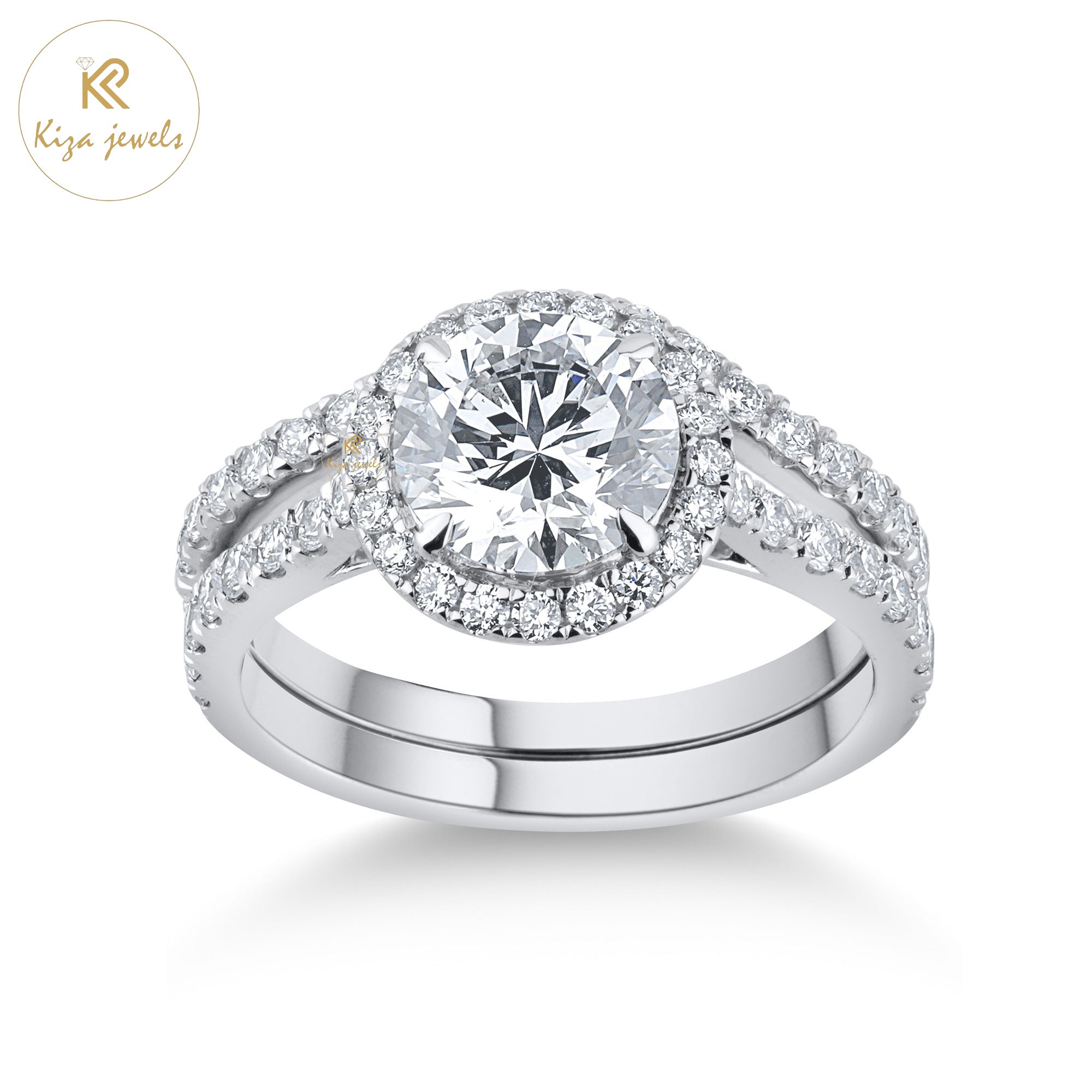 1.82TDW Round Cut Women's Diamond Halo Ring