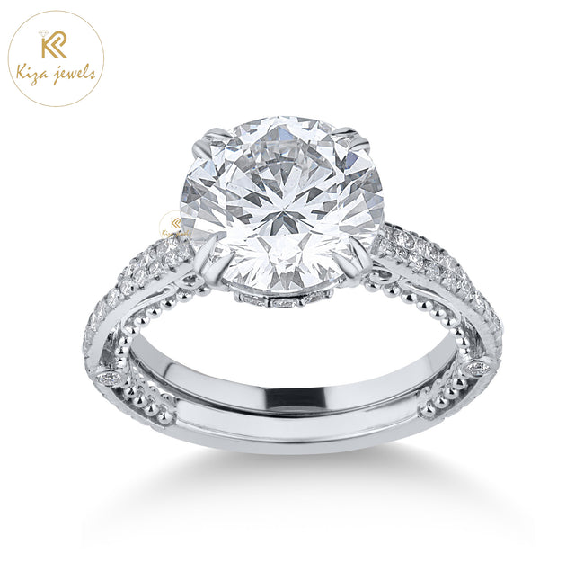 4.88 TDW Round Cut Women's Diamond Ring with Band