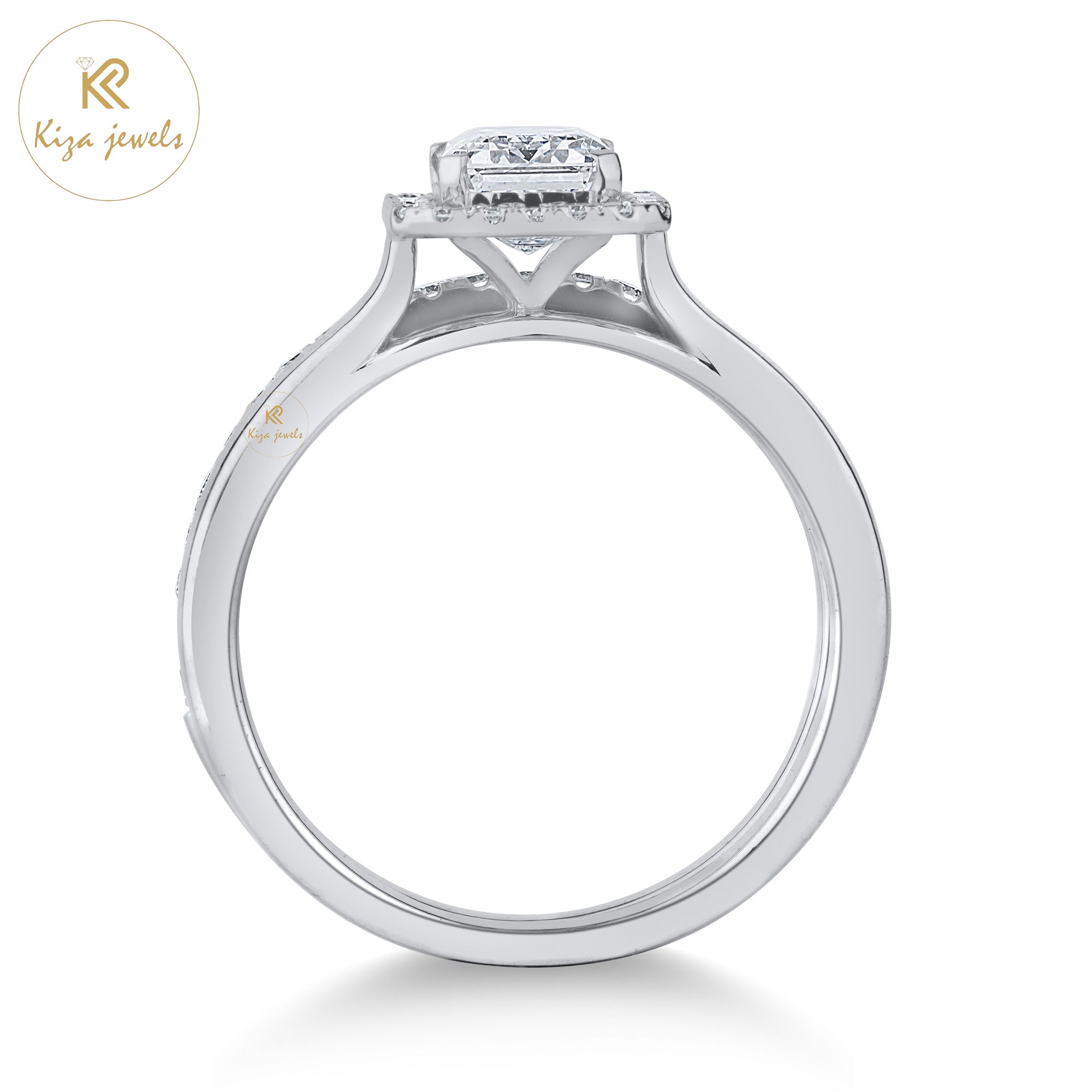 1.89 TDW Emerald Cut Women's Diamond Ring with Band