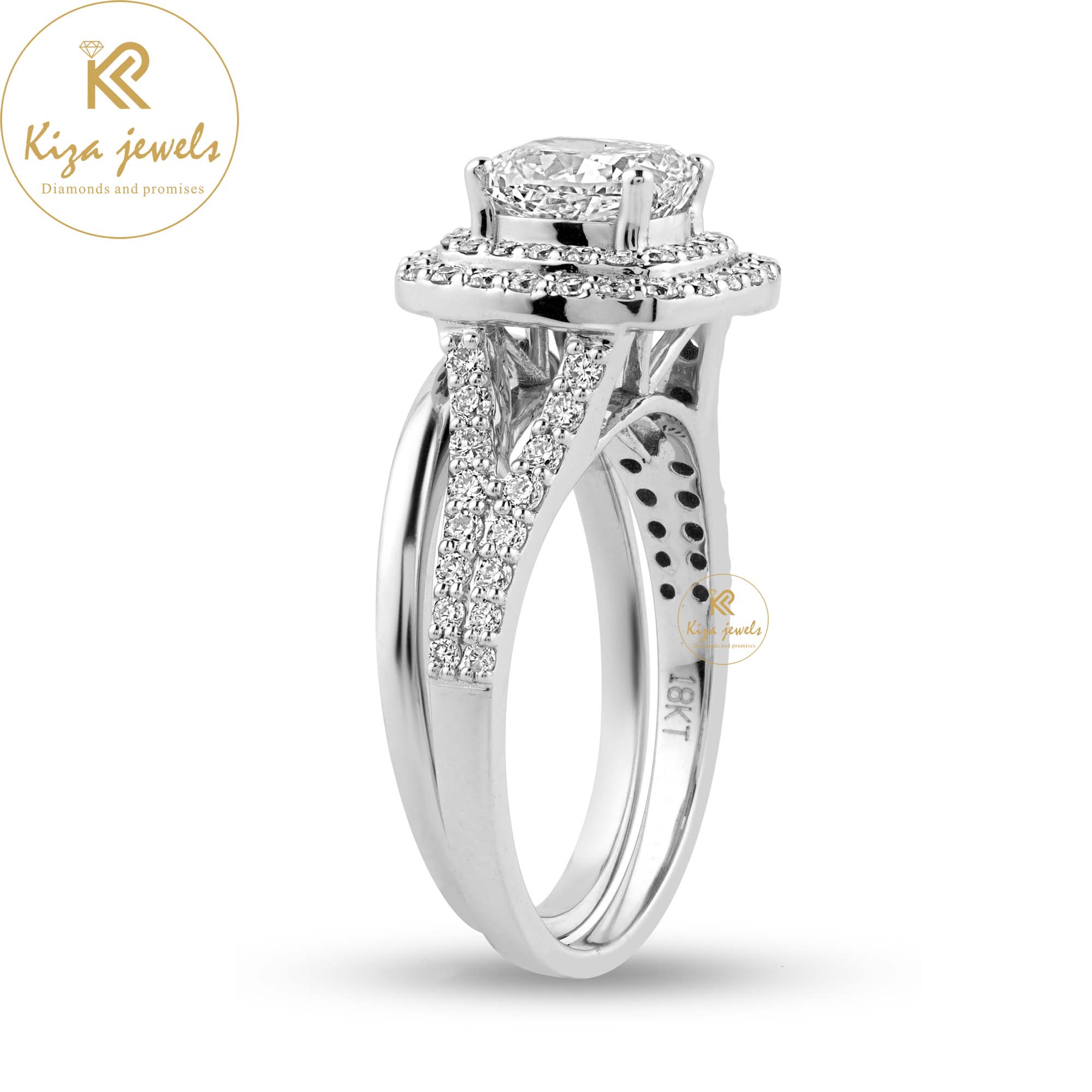 1.79 TDW Cushion & Round Cut Diamond Ring With band