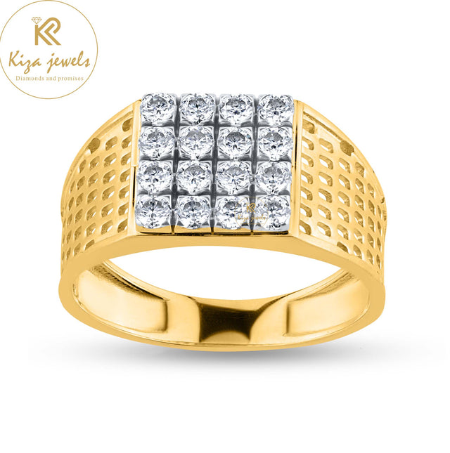 0.72 TDW Round Cut Diamond Yellow Gold Men's Engagement Ring