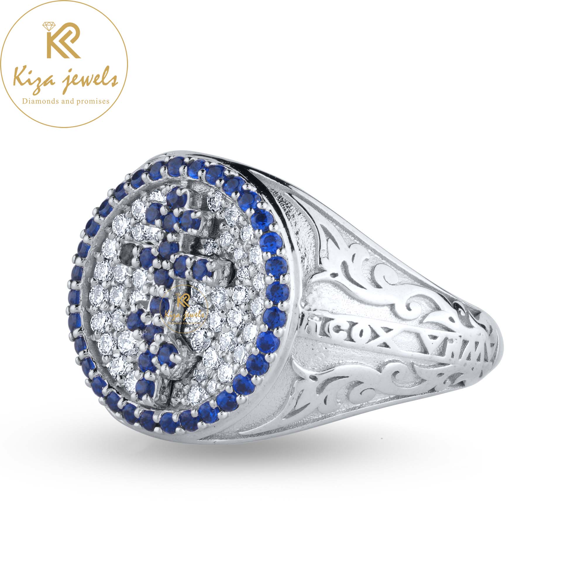 0.35 TDW B. Round Cut Diamond & Gemstone White Gold Ring