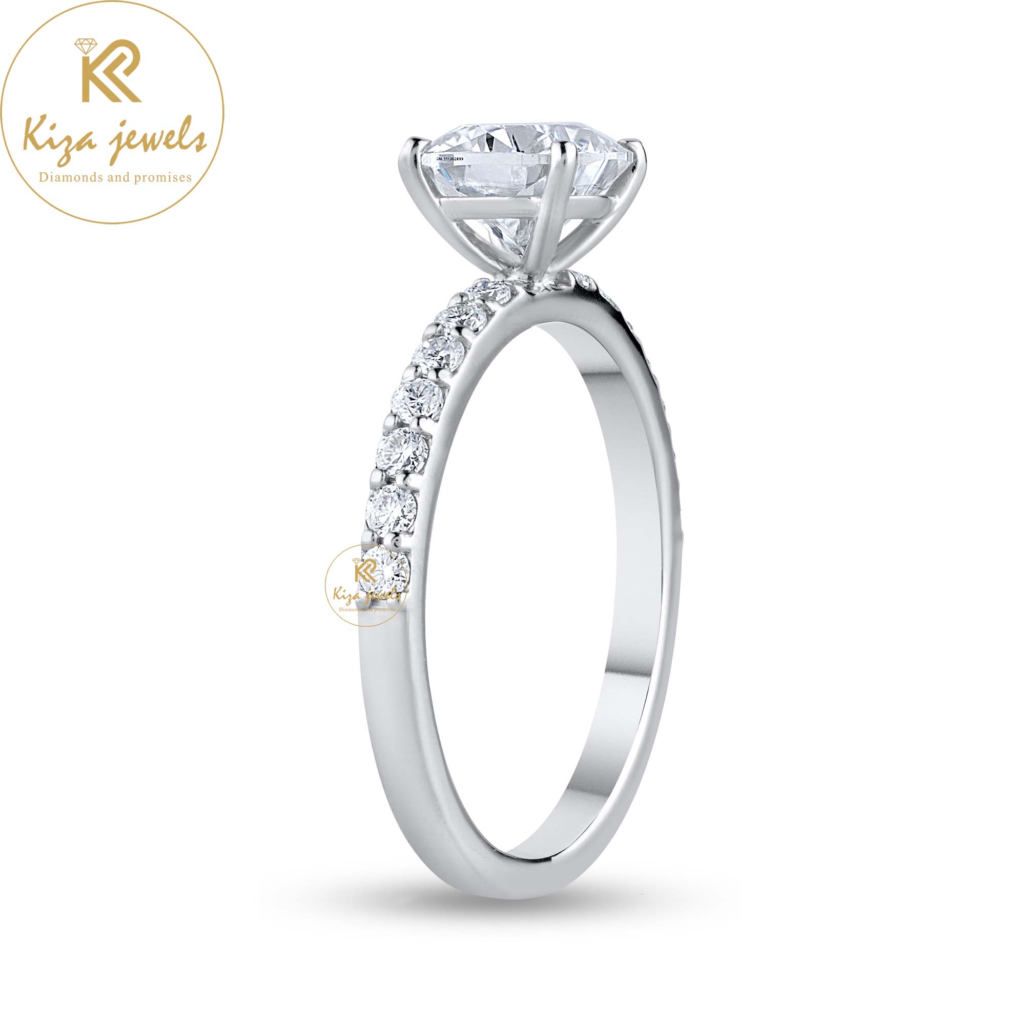 TDW Cushion And Round Cut Diamond White Gold Ring – Kiza Jewels