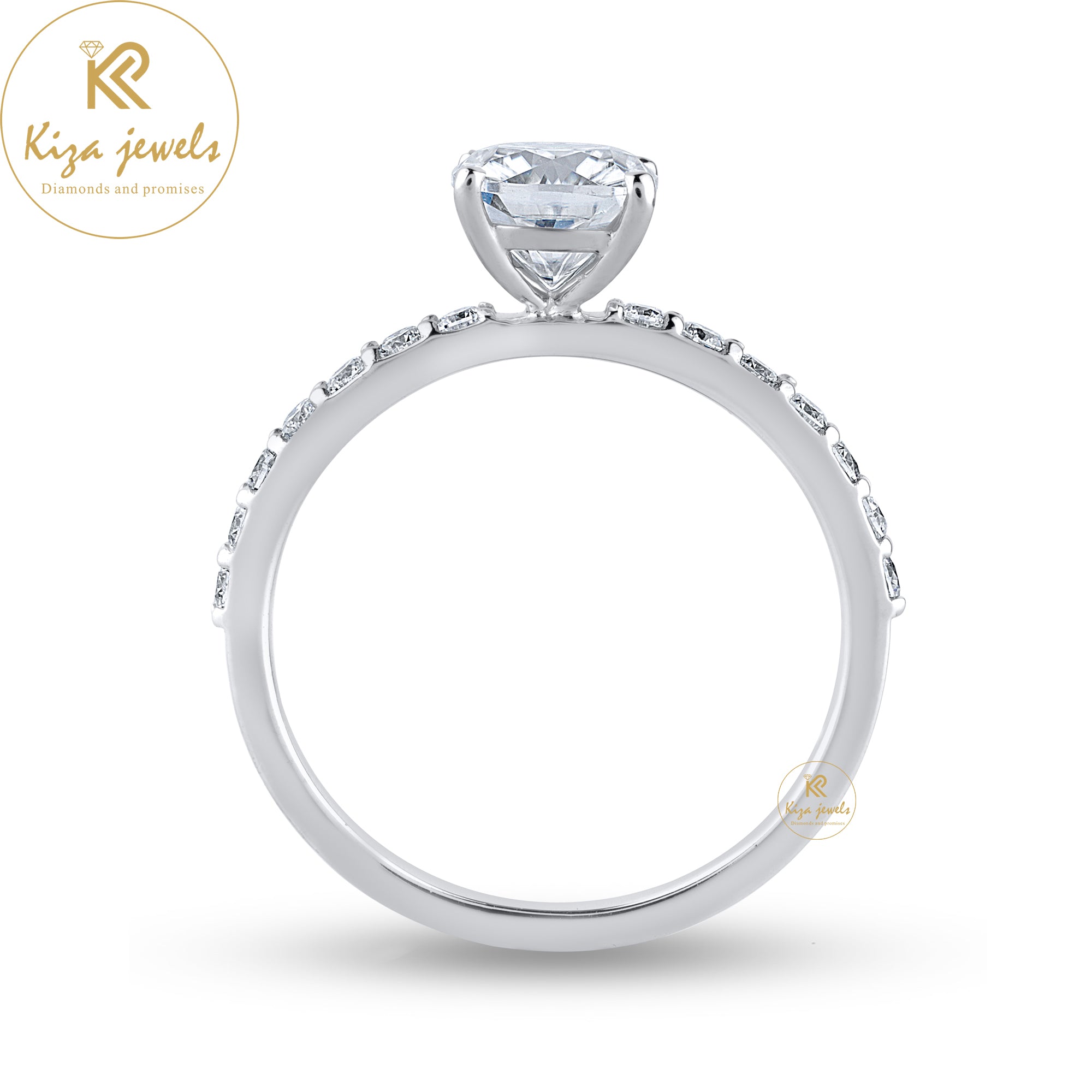 1.34 TDW Cushion And Round Cut Diamond White Gold Ring