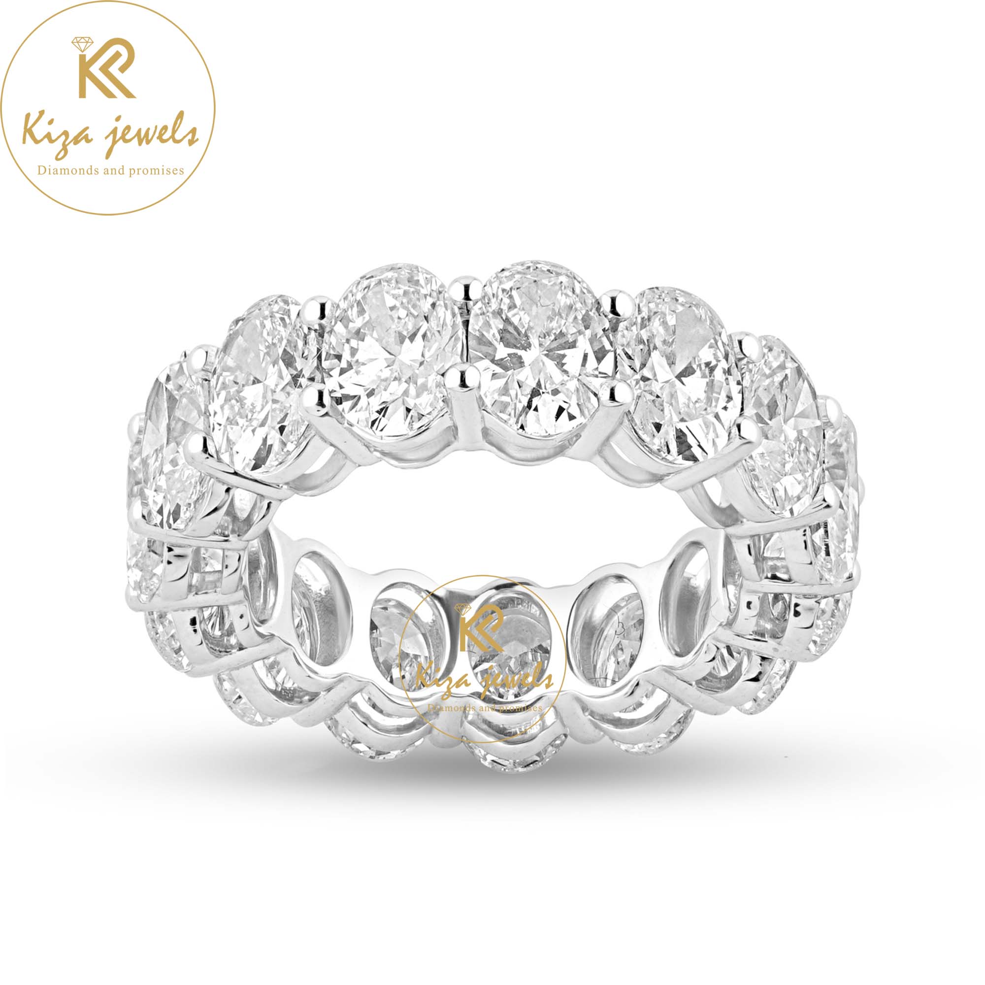 10.46 TDW Oval & Round Cut Women's Diamond Ring With Band