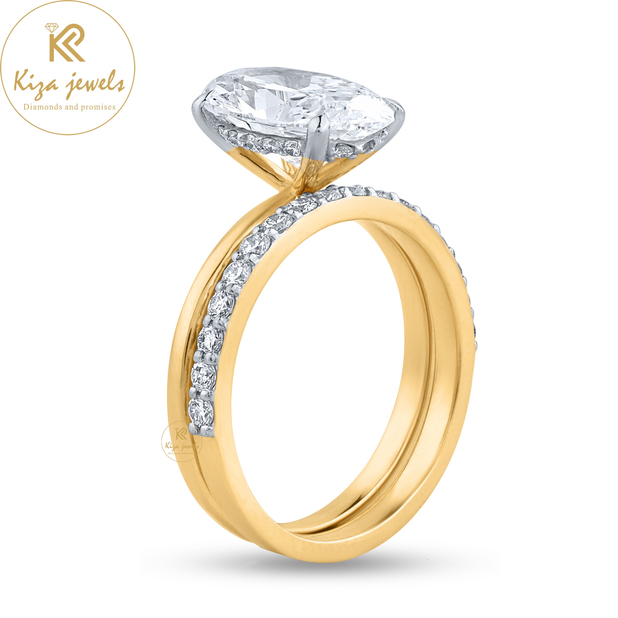 2.64 TDW Oval & Round Cut Women's Diamond Ring With Band