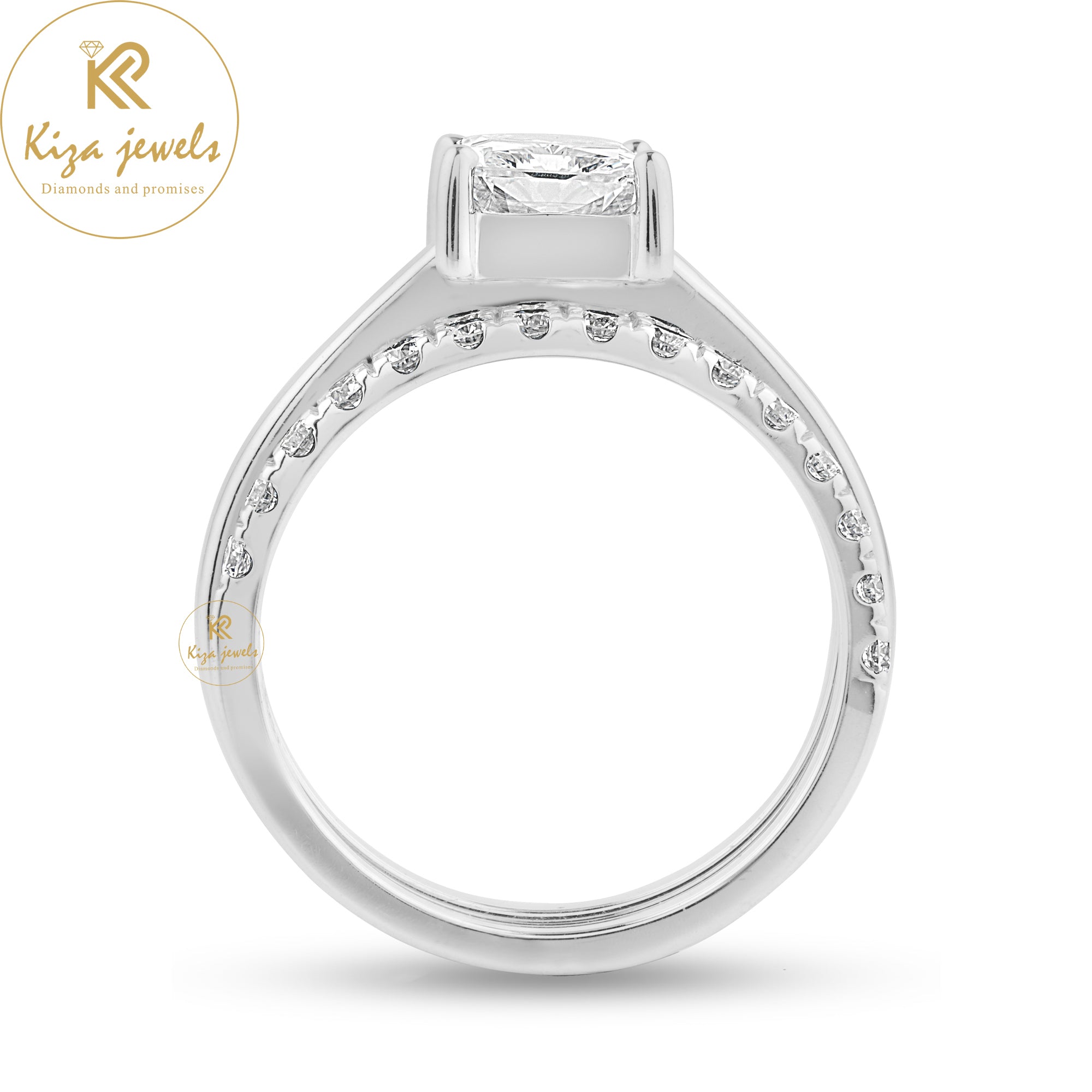 1.70 TDW Radiant Cut Women's Diamond Ring With Band