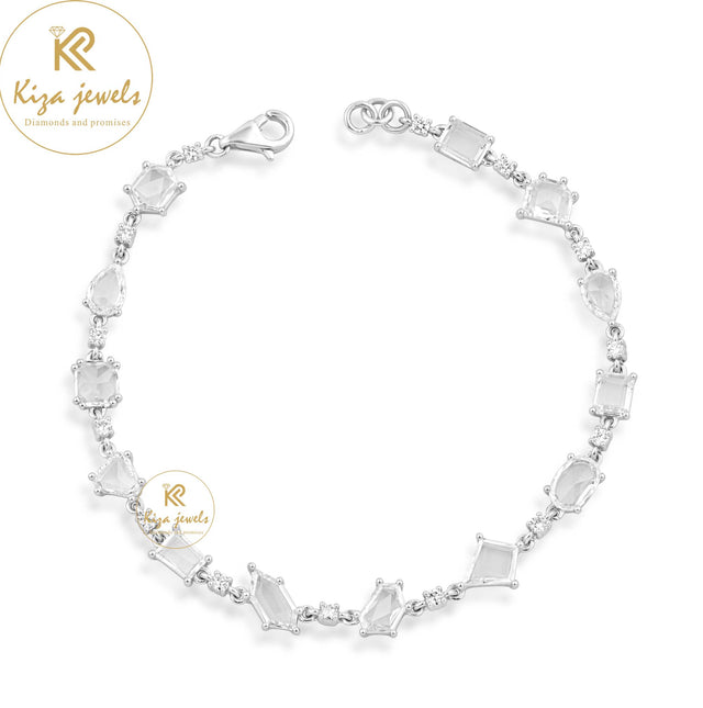 4.49 TDW Rose Cut & Round Cut Diamond Slider Bracelet