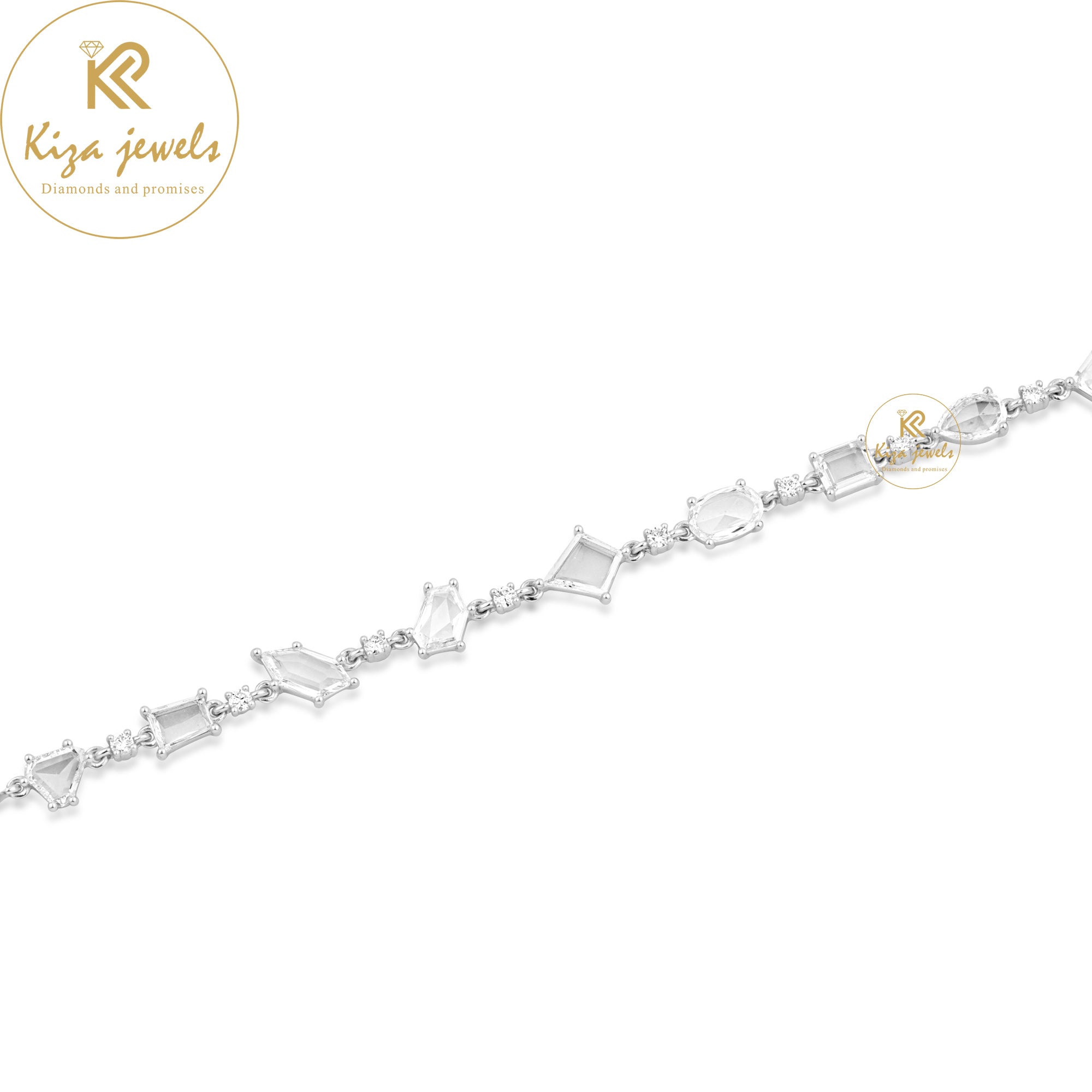 4.49 TDW Rose Cut & Round Cut Diamond Slider Bracelet