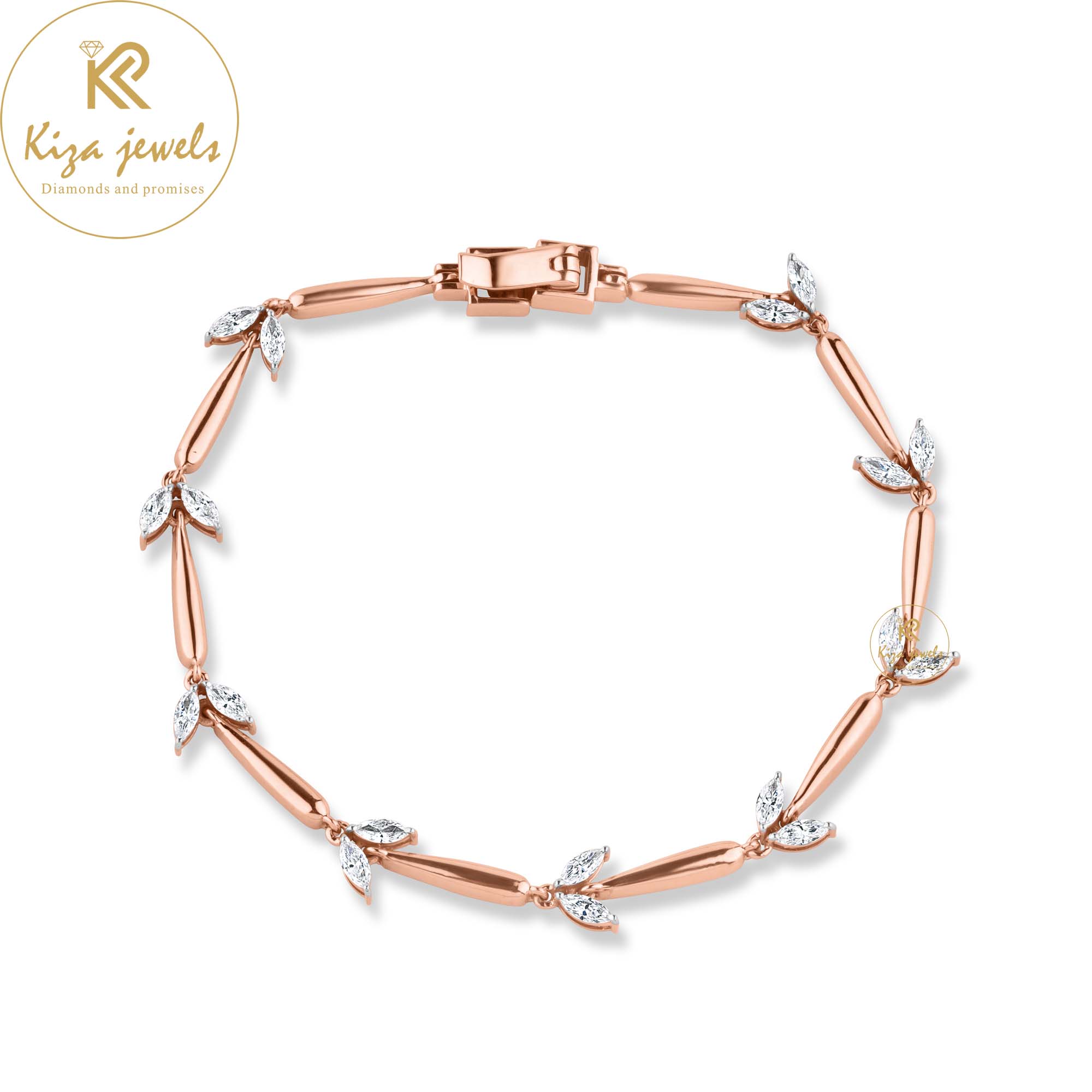 0.68 TDW Marquise Diamond Rose Gold Slider Bracelet