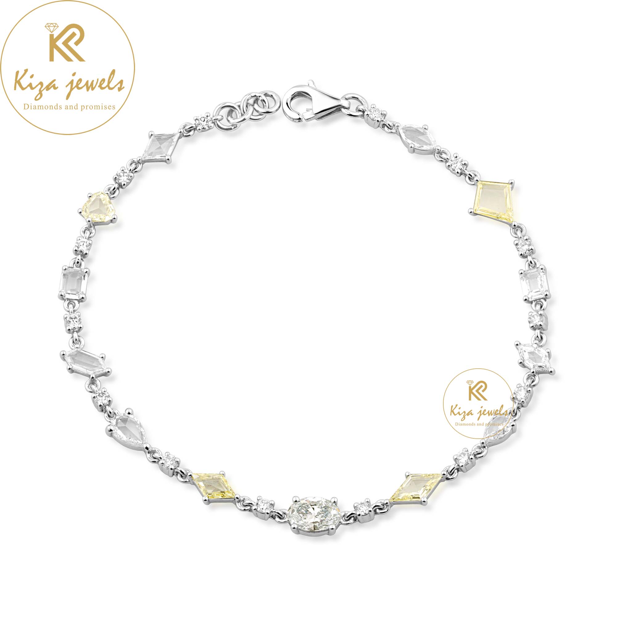 3.76 TDW Rose Cut, Oval & Round Cut Diamond Slider Bracelet