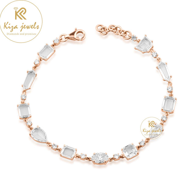 3.95 TDW Rose Cut, Oval & Round Cut Diamond Slider Bracelet