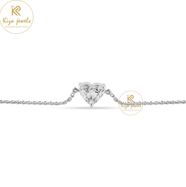 3.09 CT Heart Cut Diamond Solitaire charm Bracelet