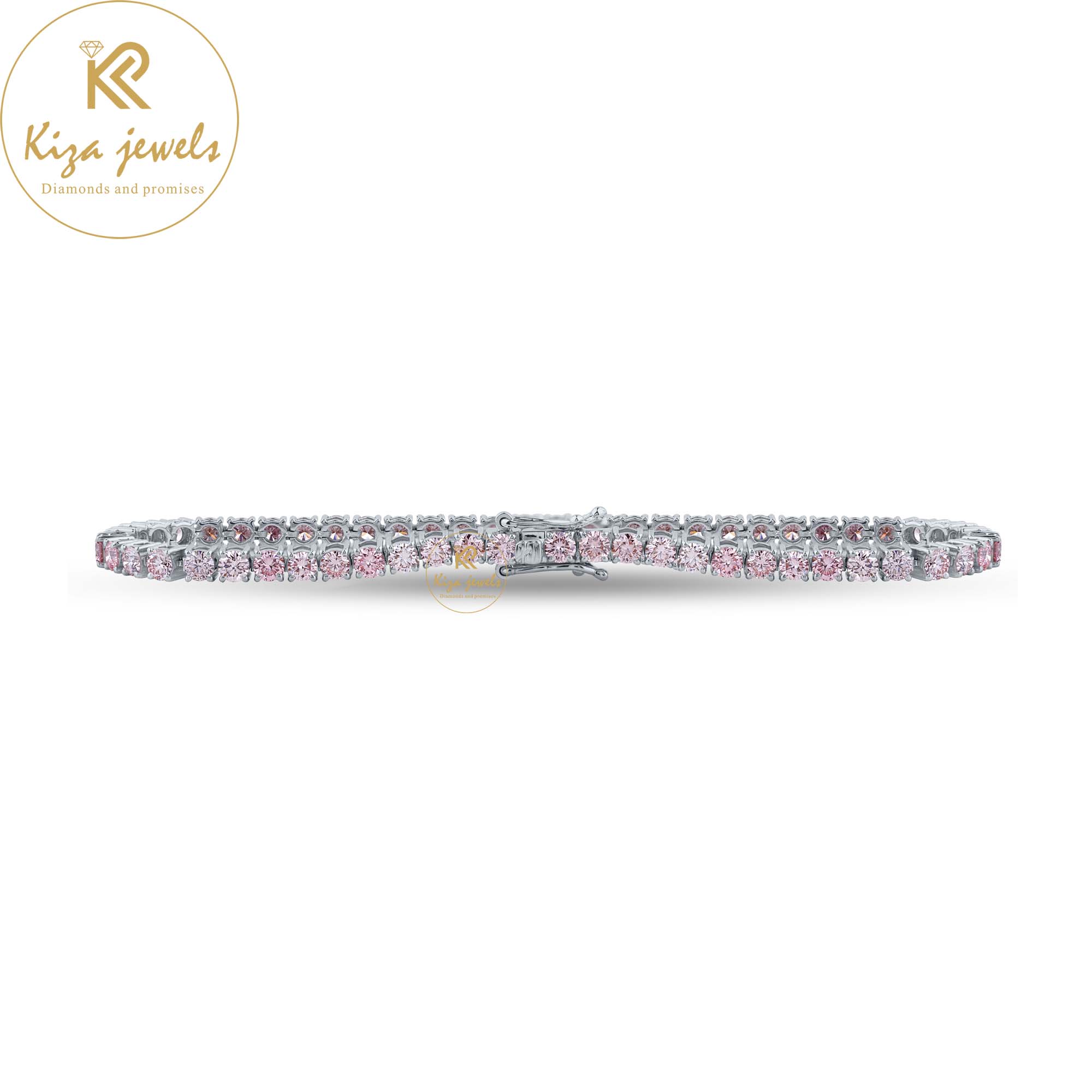 5.78 TDW P. Round Cut Diamond White gold Tennis Bracelet