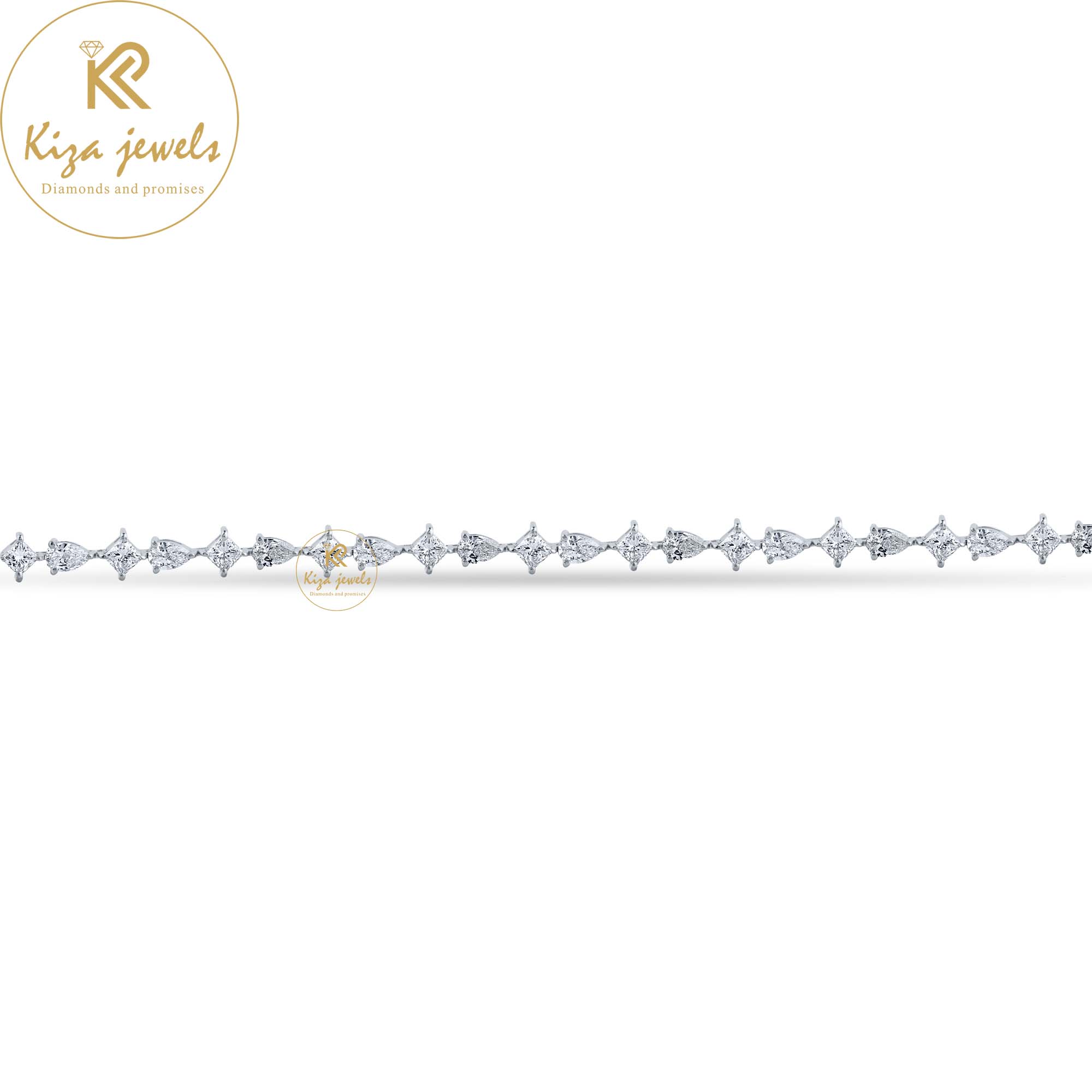 3.43 TDW Princess & Pear Diamond White Gold Slider Bracelet