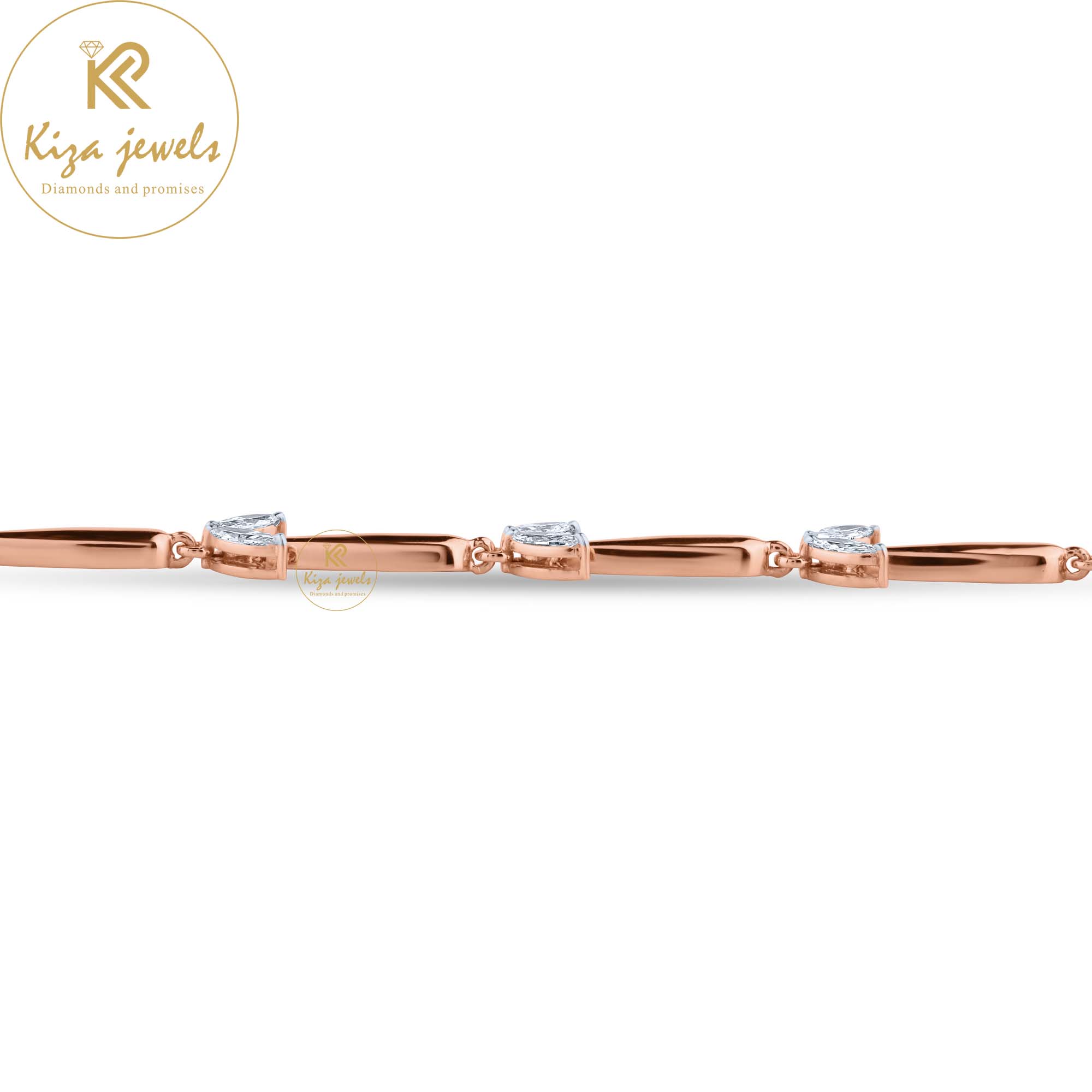 0.68 TDW Marquise Diamond Rose Gold Slider Bracelet