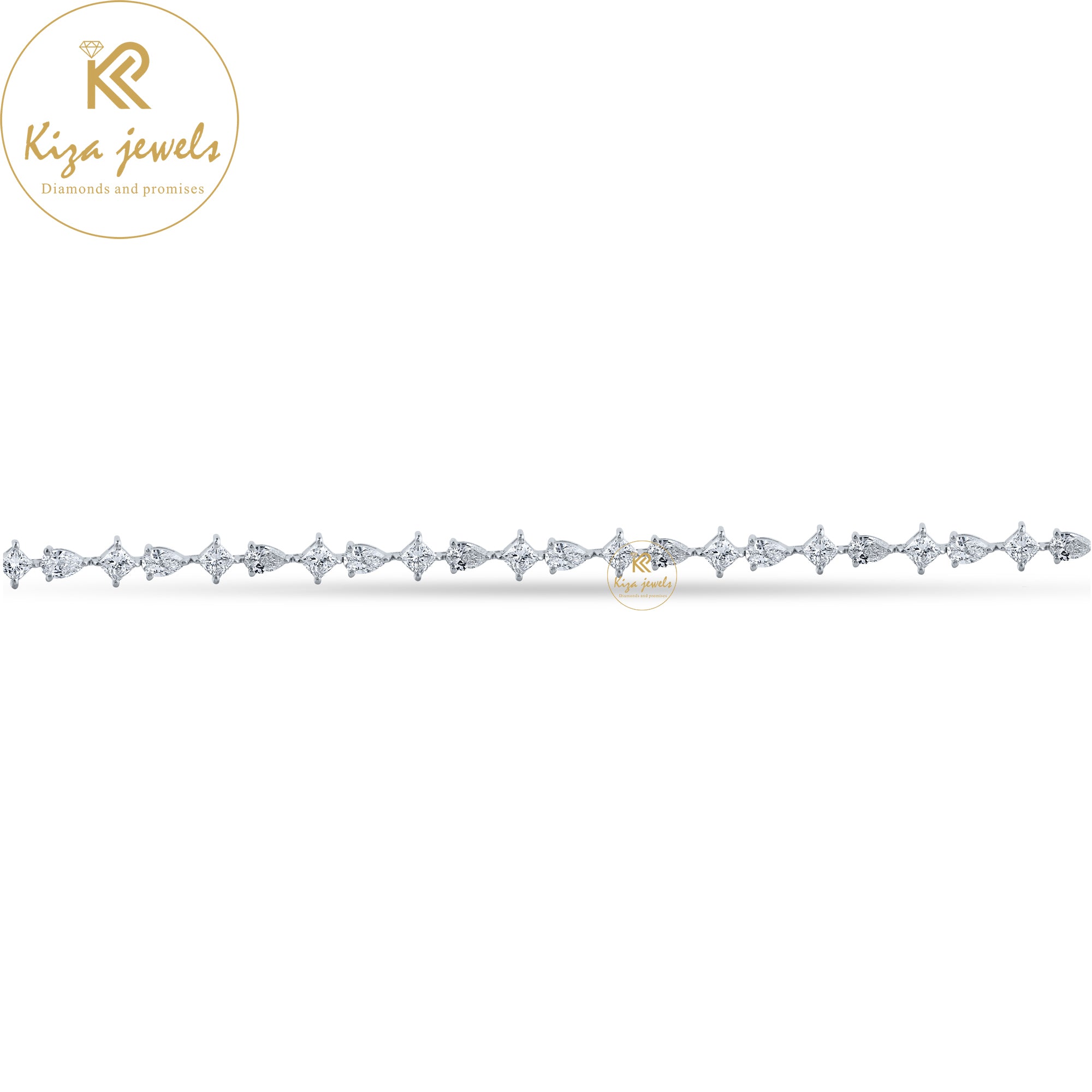 3.43 TDW Princess & Pear Diamond White Gold Slider Bracelet