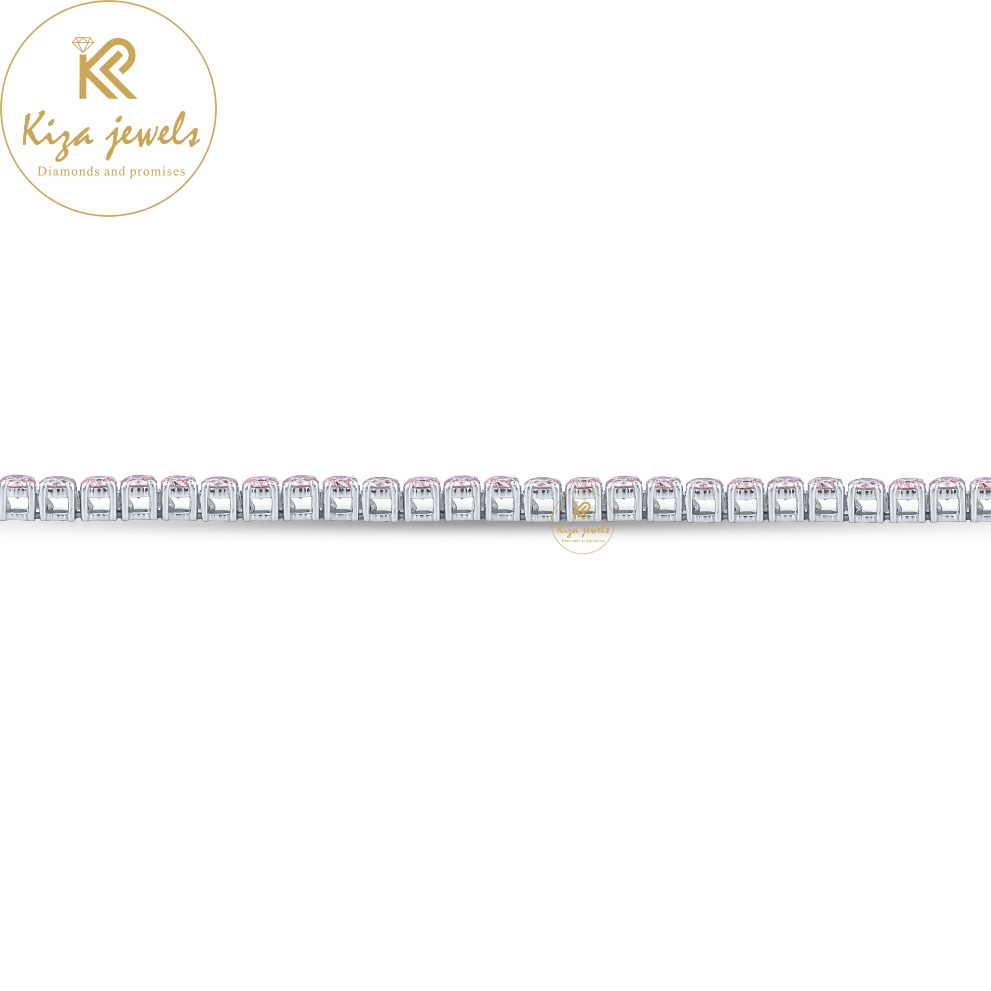 5.78 TDW P. Round Cut Diamond White gold Tennis Bracelet