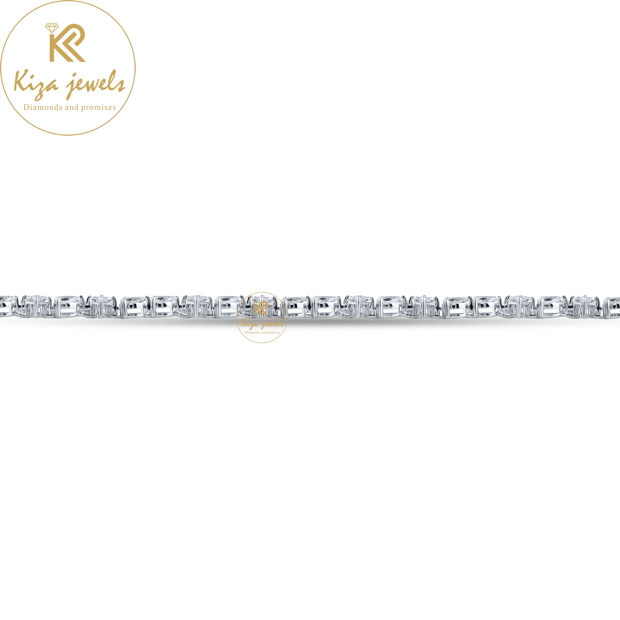 5.78 TDW P. Round Cut Diamond White gold Tennis Bracelet