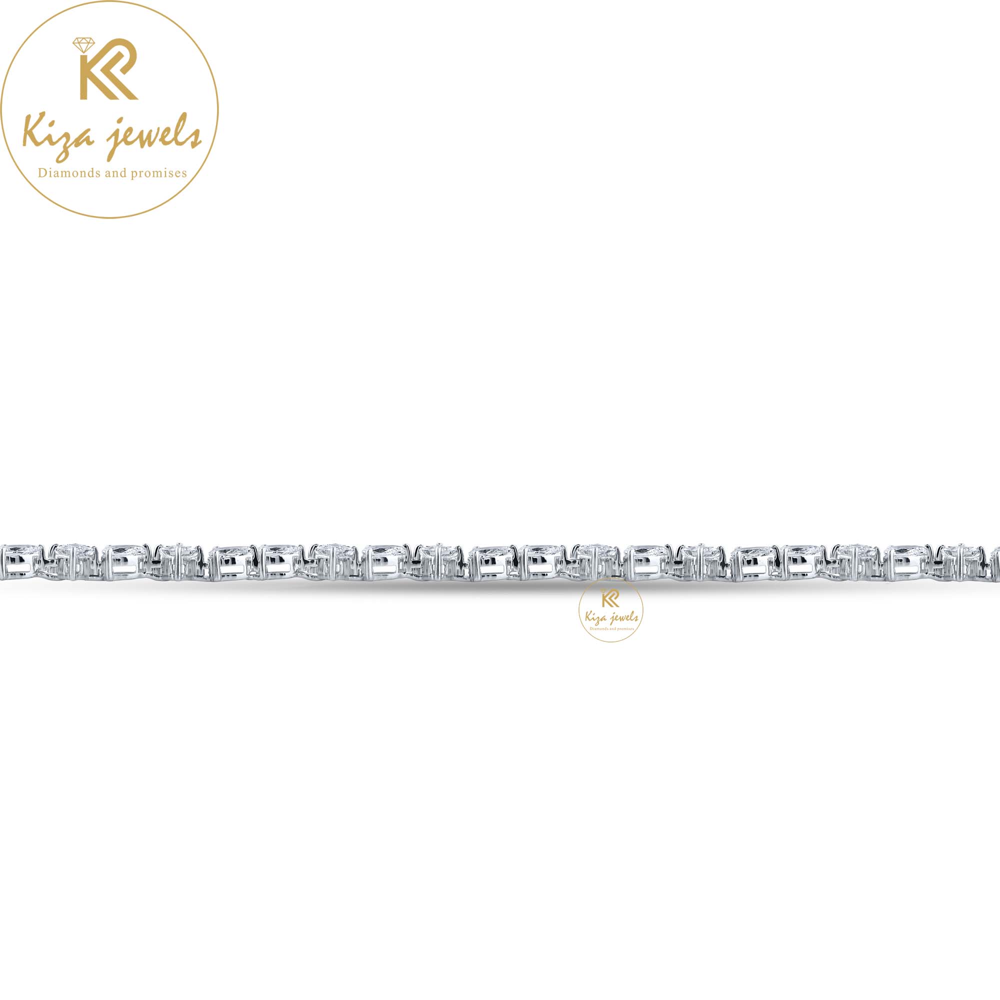 5.78 TDW P. Round Cut Diamond White gold Tennis Bracelet