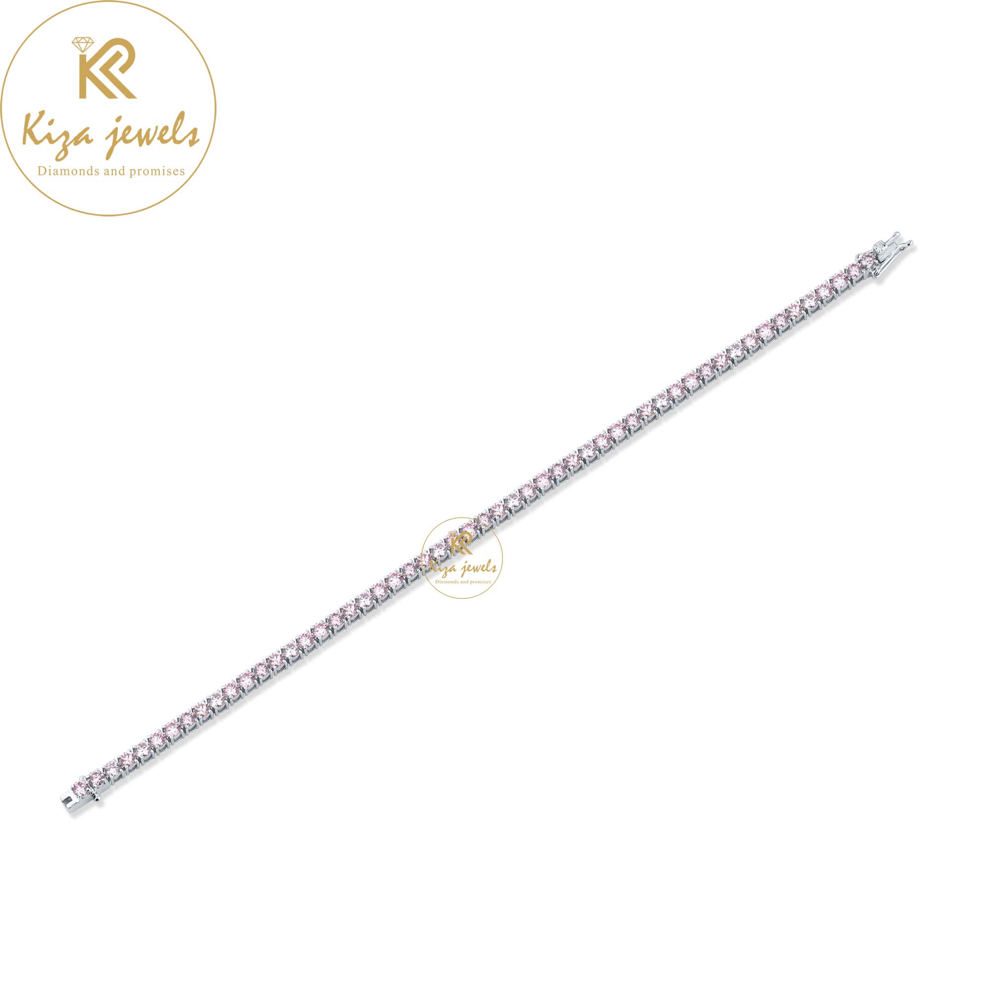 5.78 TDW P. Round Cut Diamond White gold Tennis Bracelet