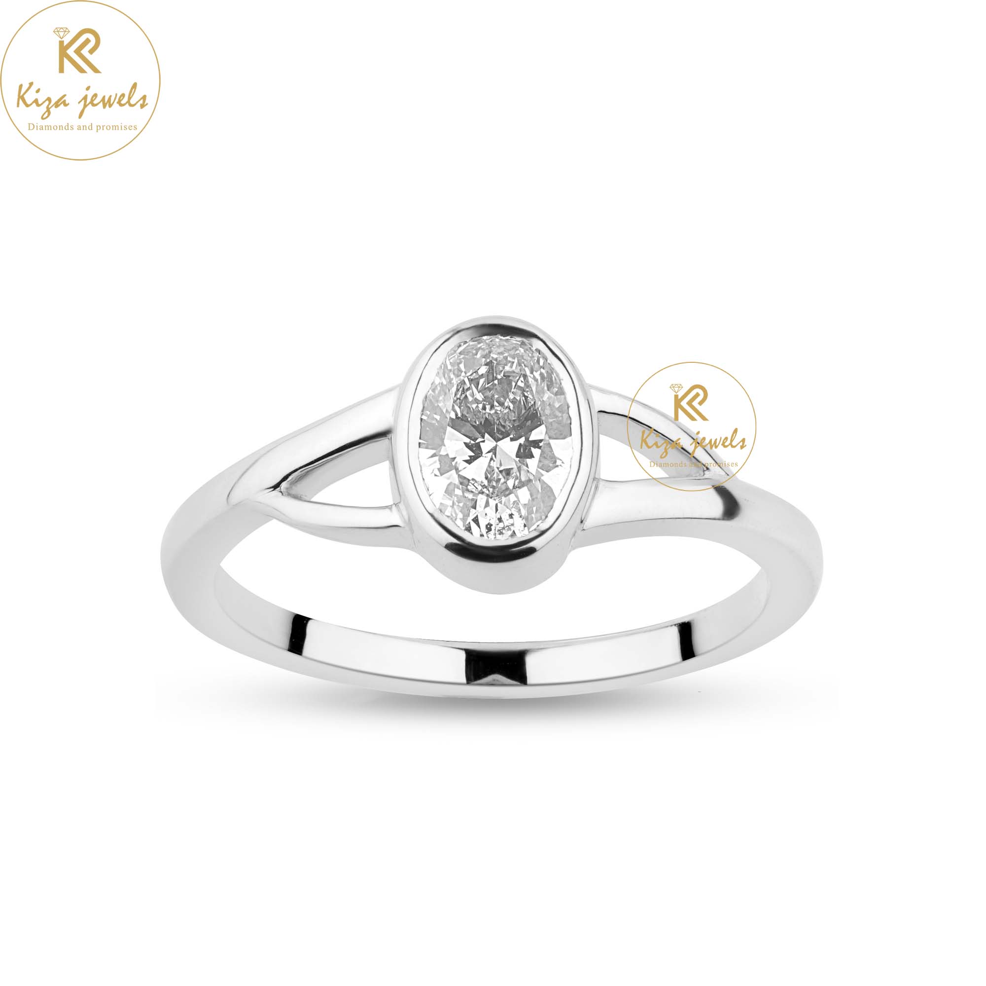 0.73 TDW Oval Cut Women's Solitaire Diamond Ring