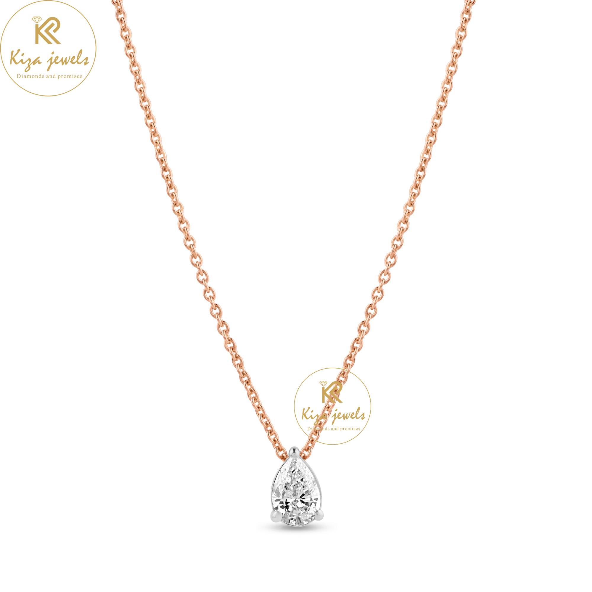 0.32 TDW Pear Cut Diamond Solitaire Pendant With Chain