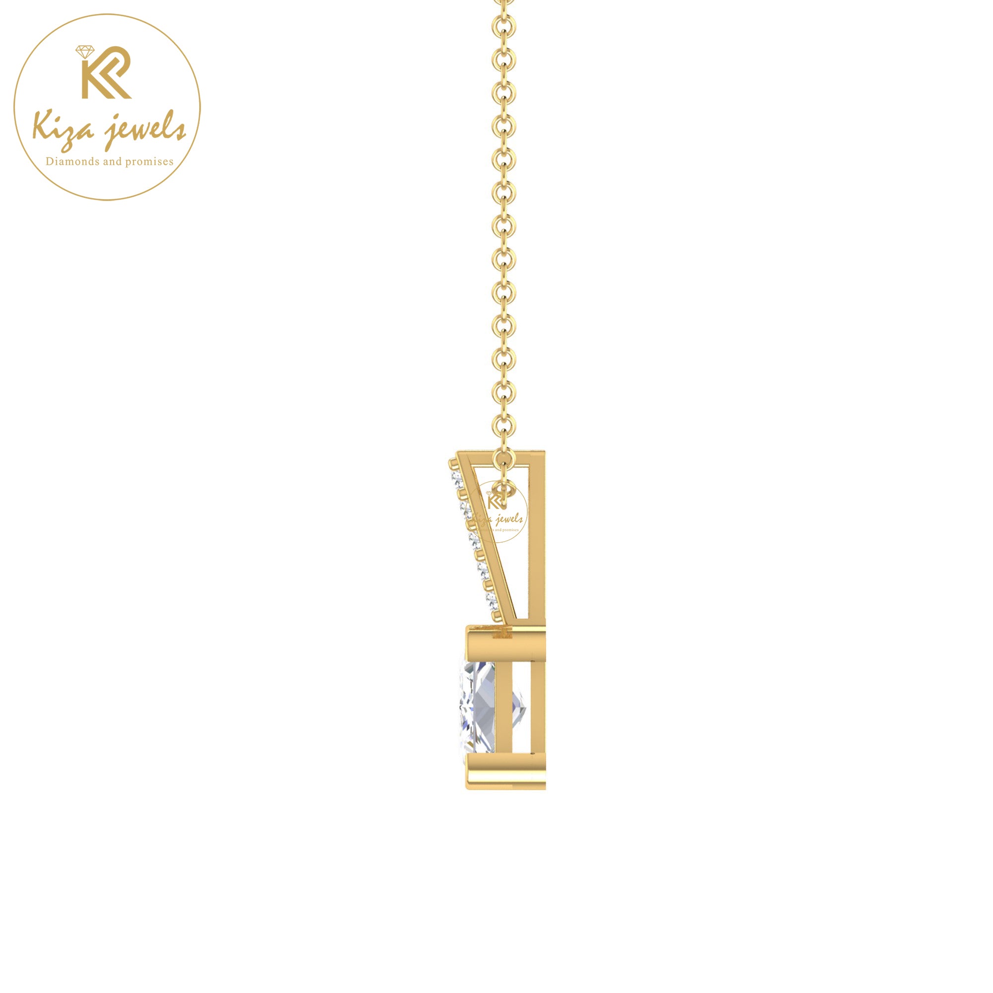 0.34 TDW Round & Princess Cut Diamond Custom Pendant With Chain