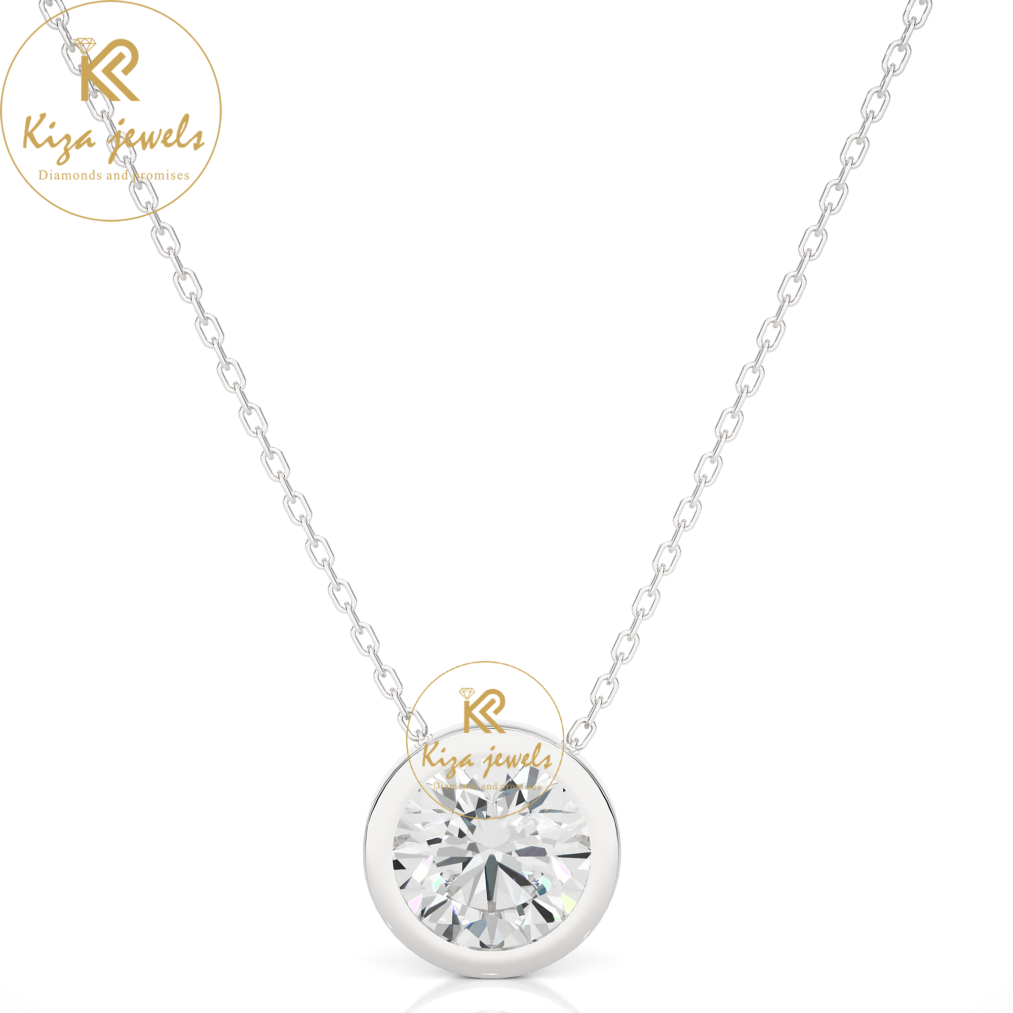 1.08 TDW Round Cut Diamond Solitaire Pendant With Chain