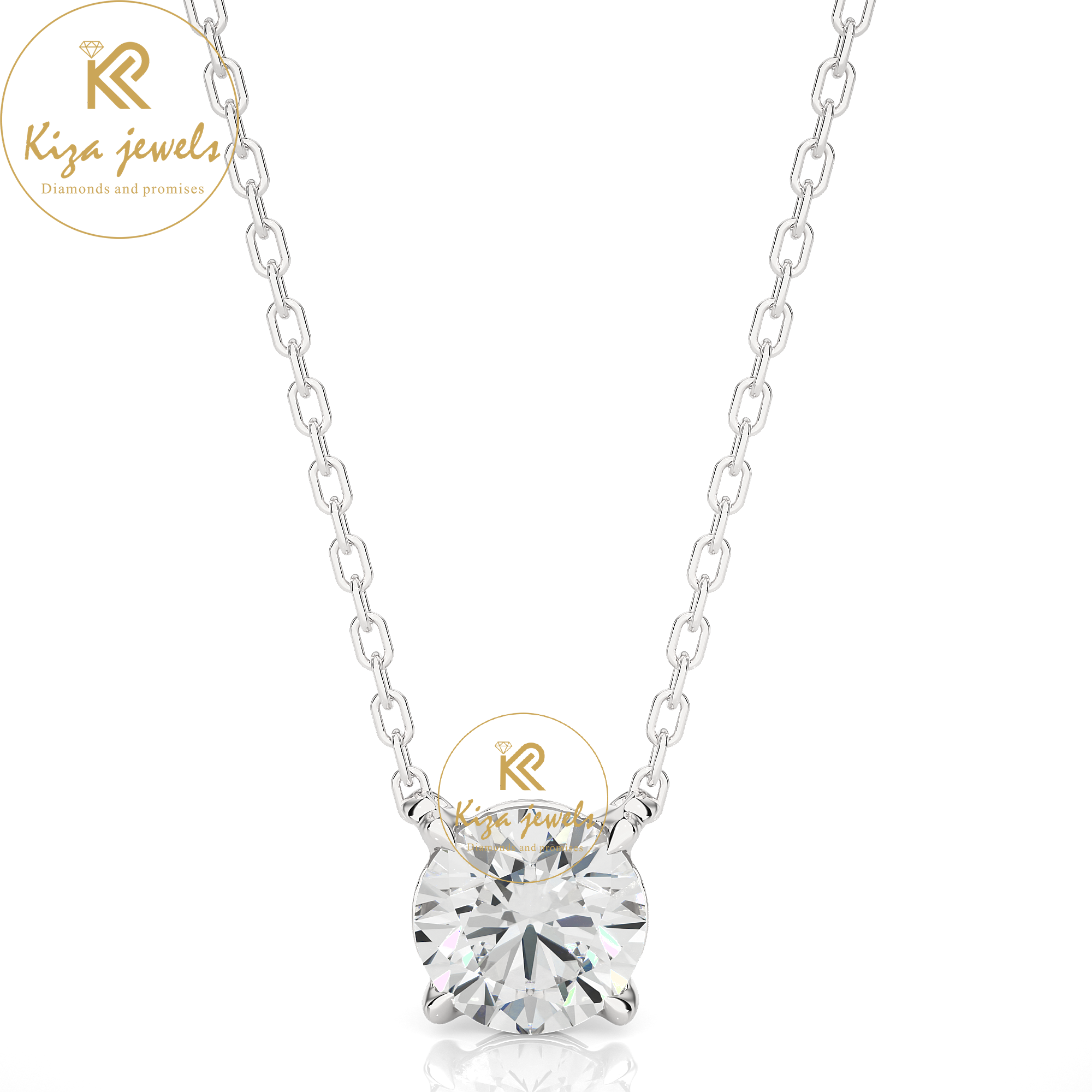 1.03 TDW Round Cut Diamond Solitaire Pendant With Chain