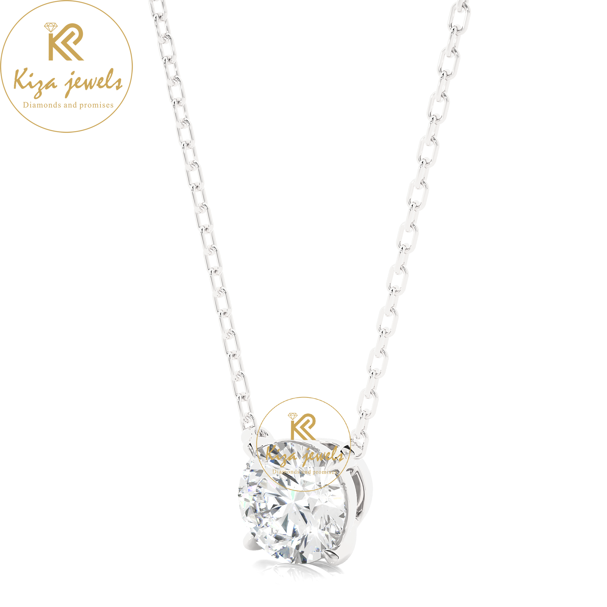 1.03 TDW Round Cut Diamond Solitaire Pendant With Chain