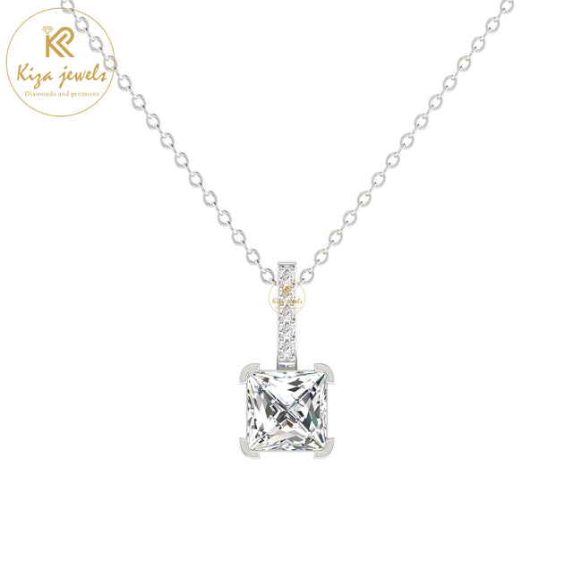 0.34 TDW Round & Princess Cut Diamond Custom Pendant With Chain