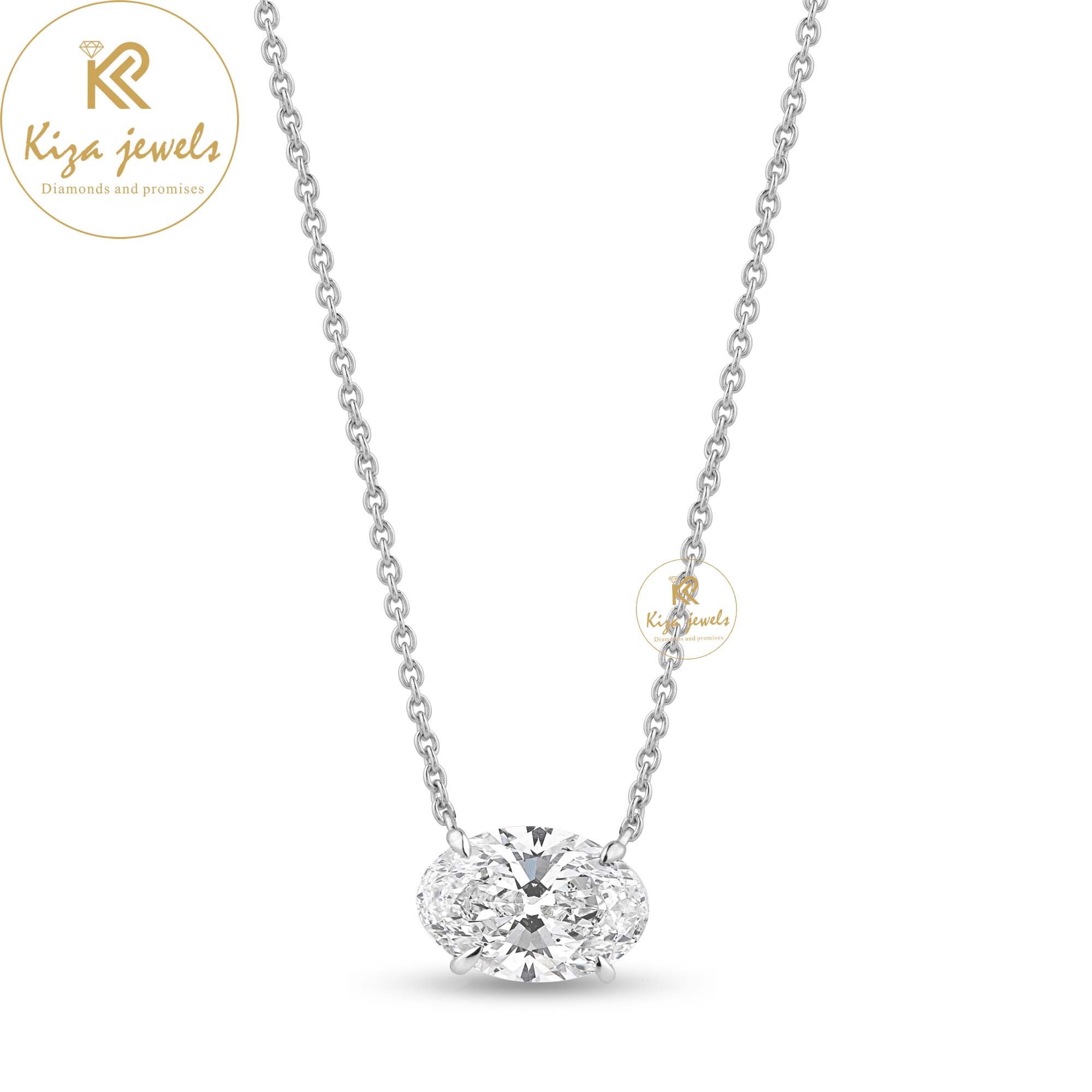 3.52 TDW Oval Cut Diamond Solitaire Pendant