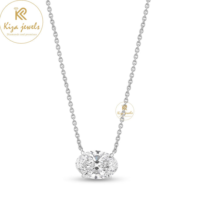 3.52 TDW Oval Cut Diamond Solitaire Pendant