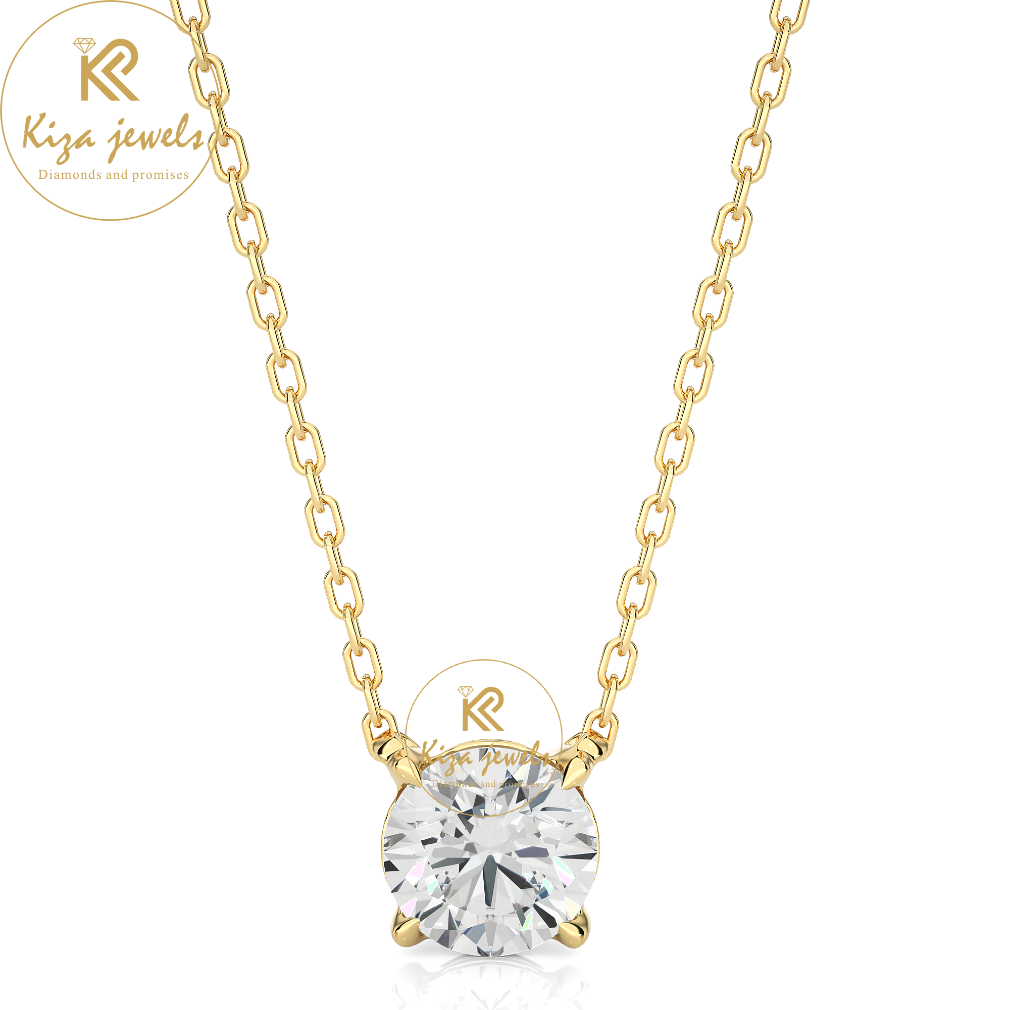 1.03 TDW Round Cut Diamond Solitaire Pendant With Chain