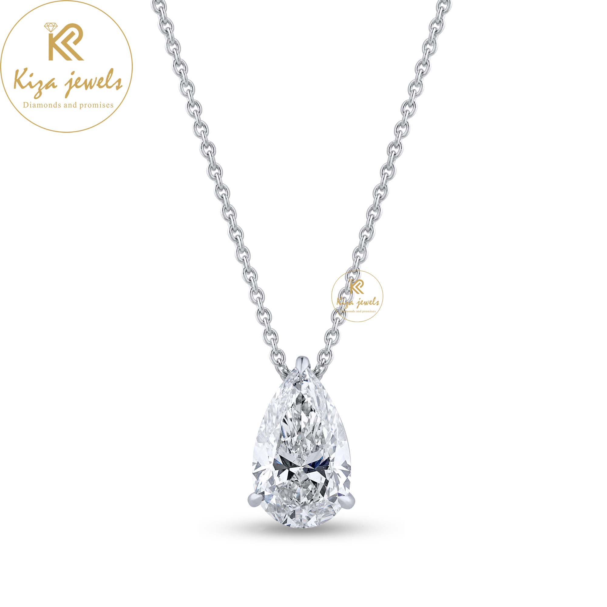 3.11 TDW Pear Cut Diamond White solitaire Pendant