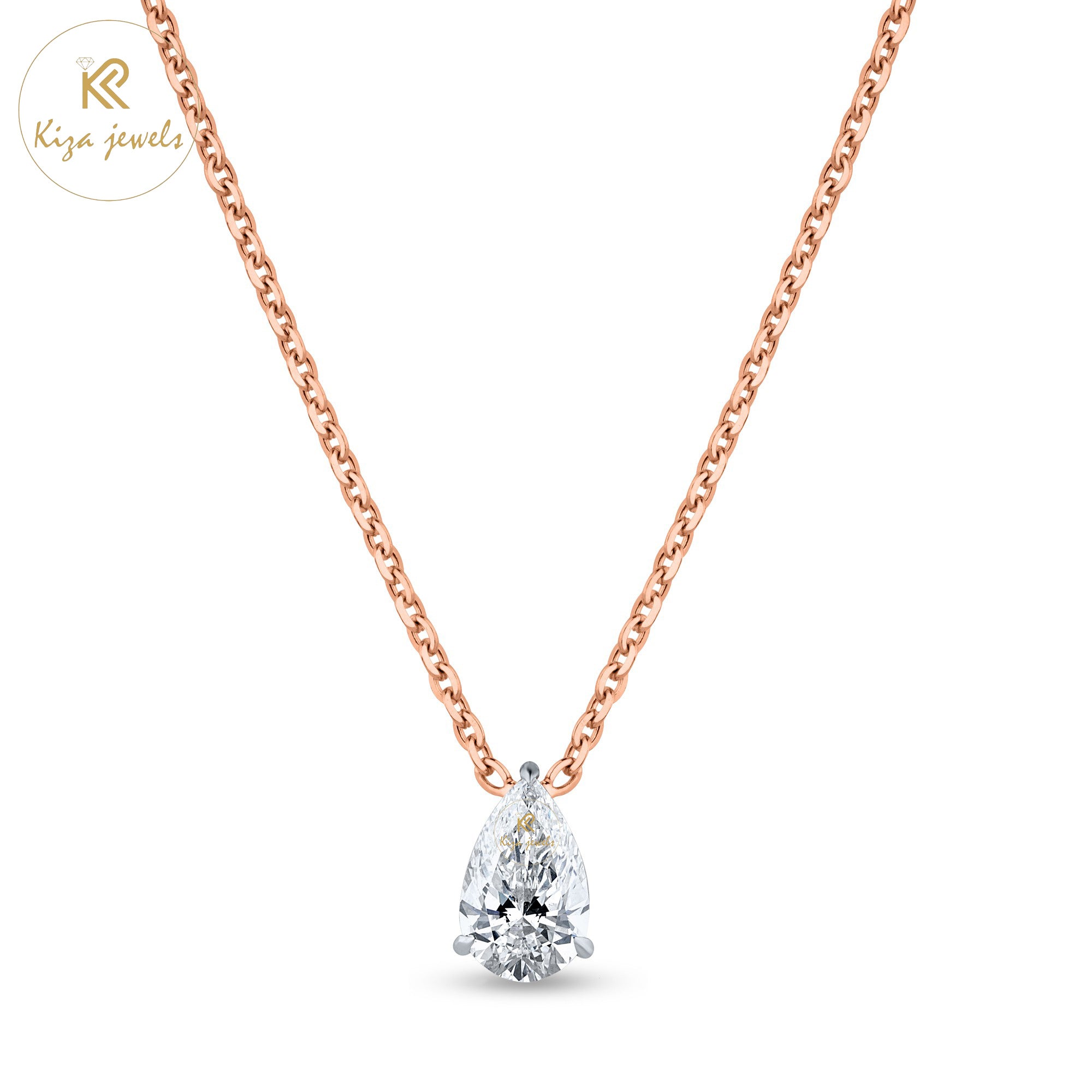 1.09 TDW Round & Pear Cut Diamond Pendant With Chain