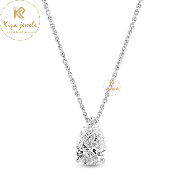 1.05 TDW Pear Cut Diamond Solitaire Pendant with Chain